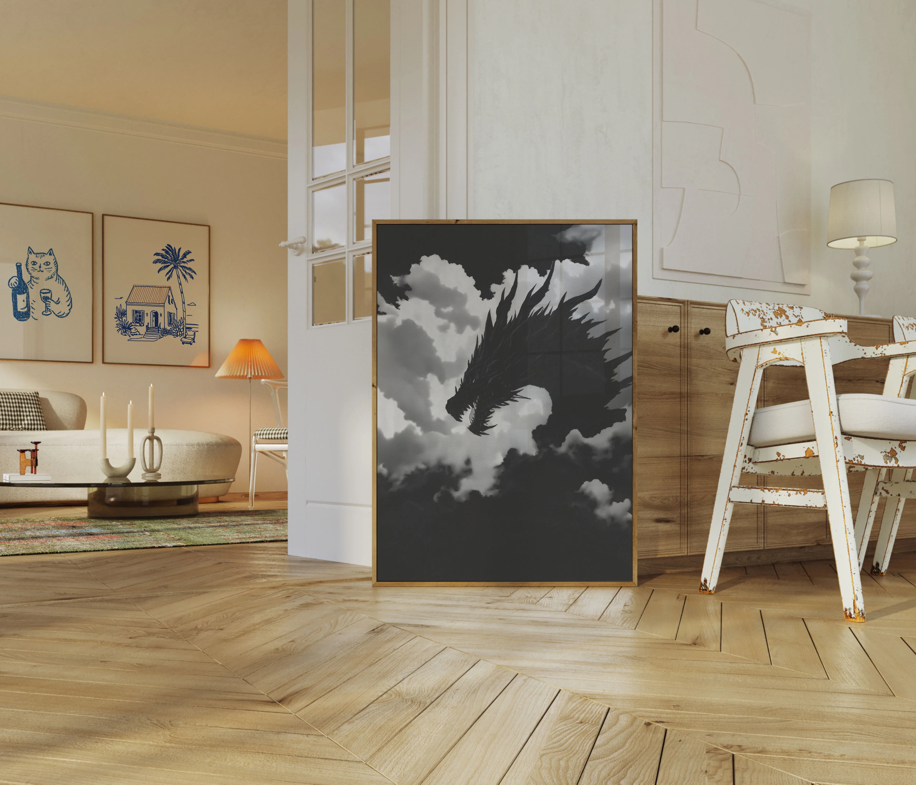 Stormy Dragon Silhouette Poster - Image 5