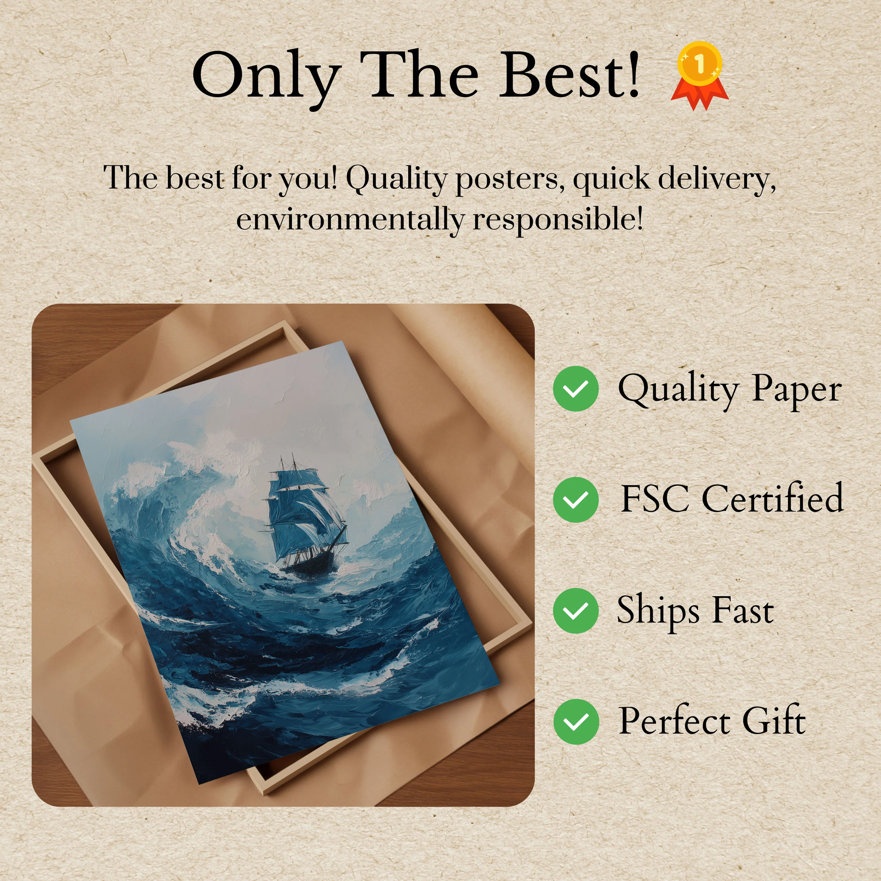 Stormy Ocean Sailboat Poster - Image 3