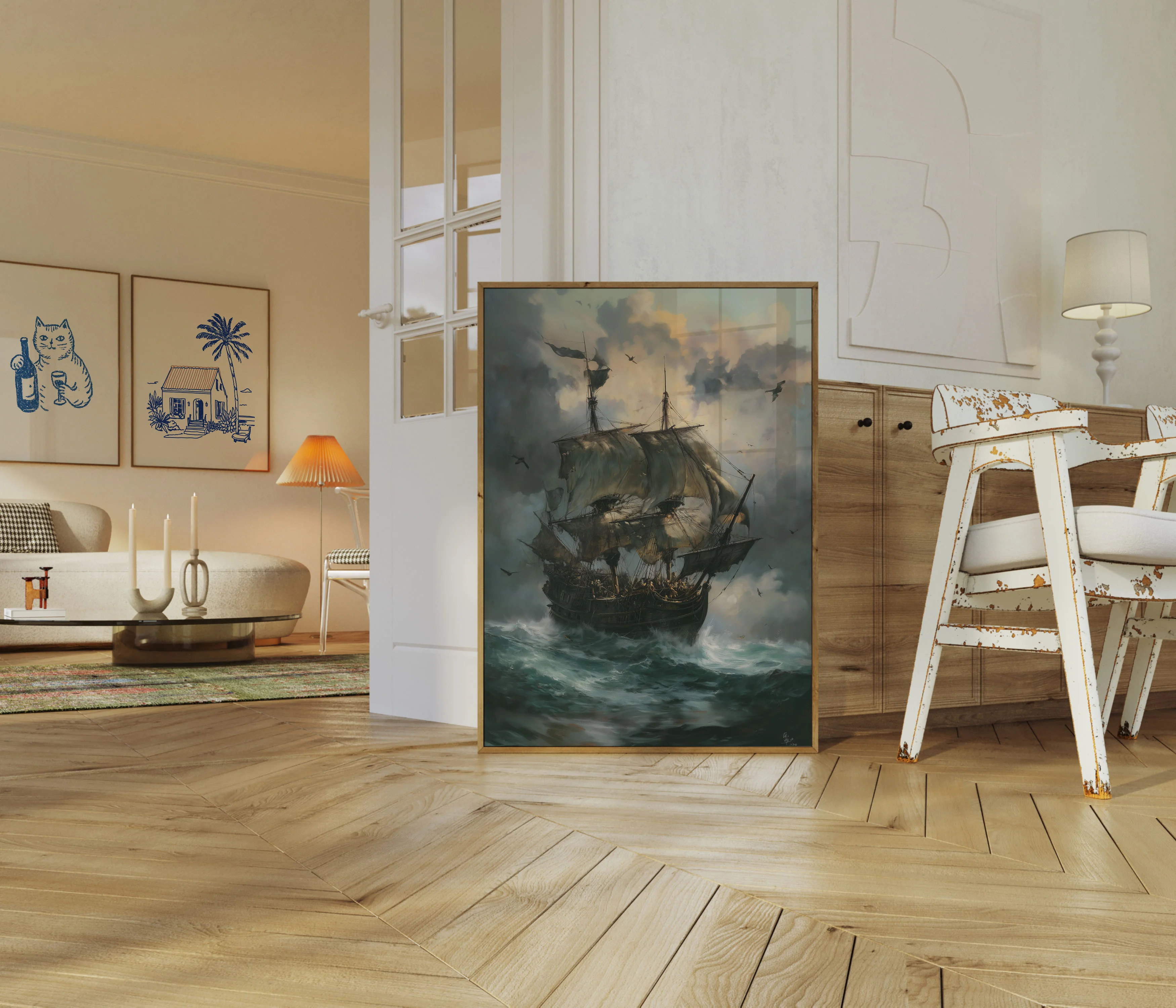 Stormy Pirate Ship Nautical Poster - Image 5