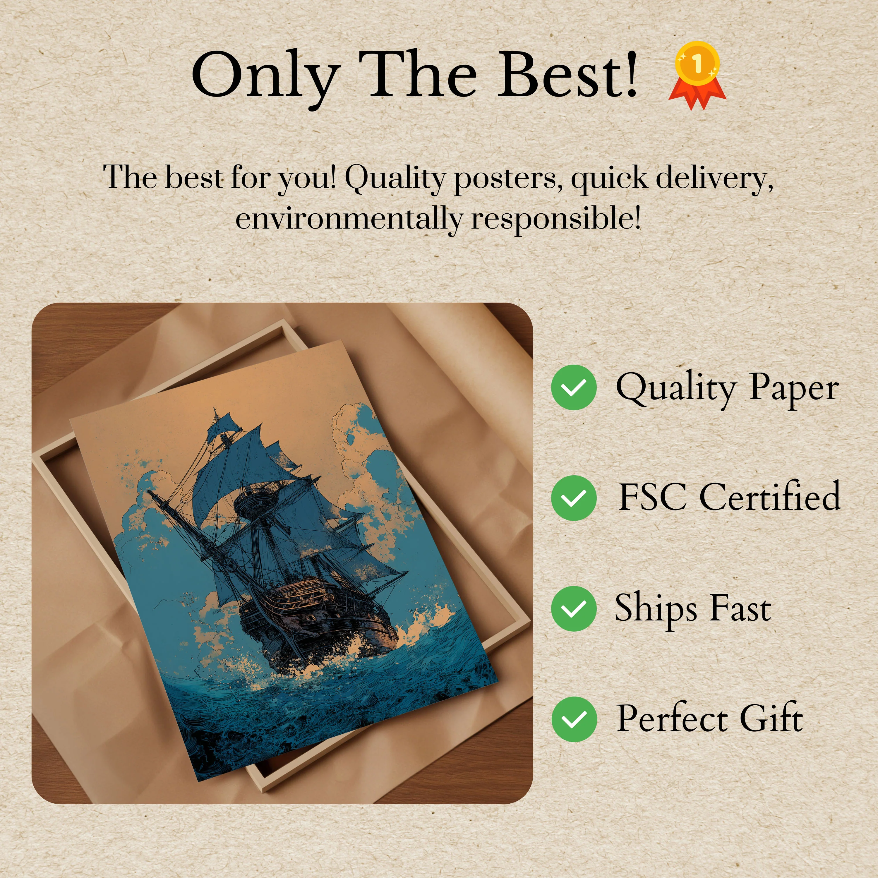 Stormy Seas Sailing Ship Poster - Image 3