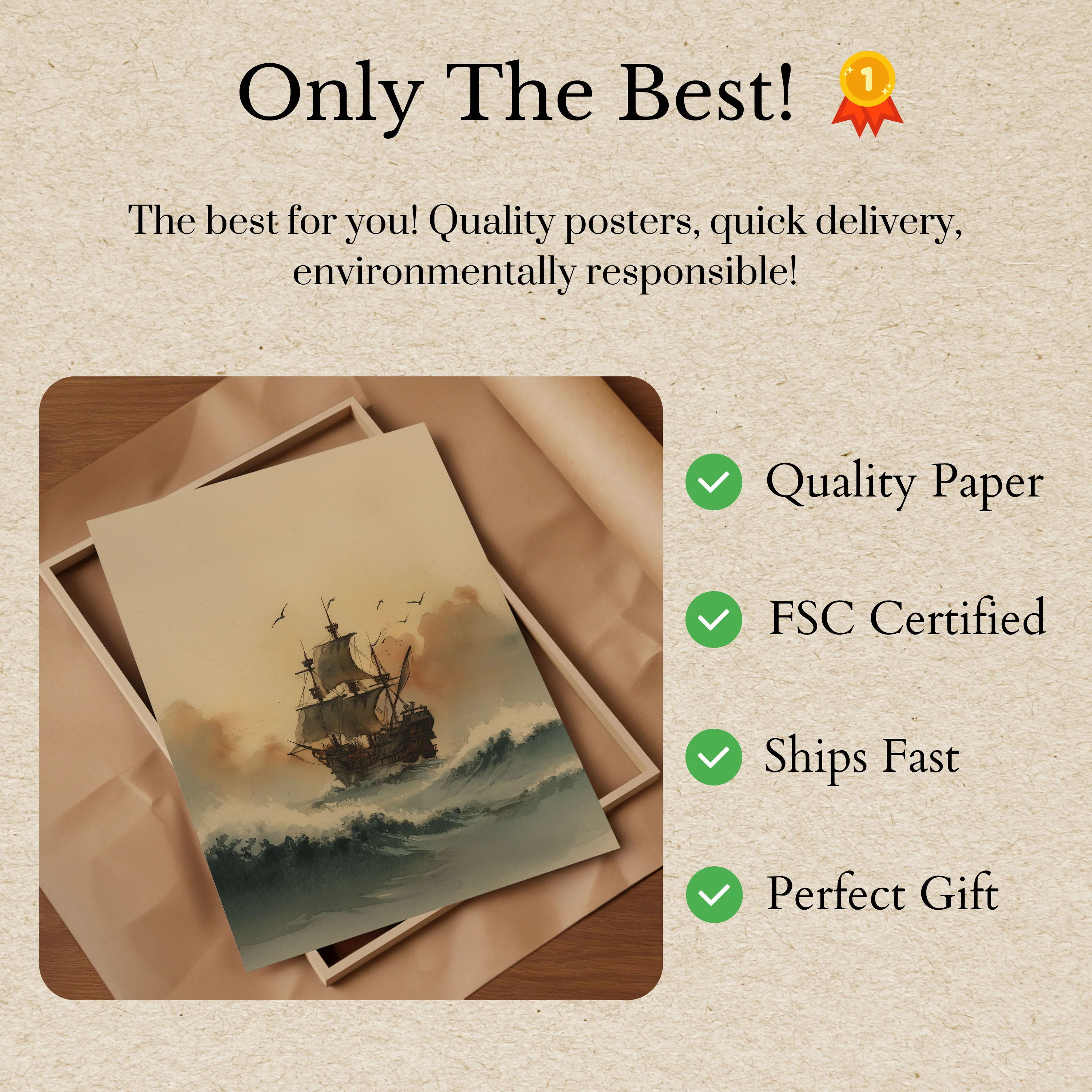 Stormy Seas Sailing Ship Poster - Image 3