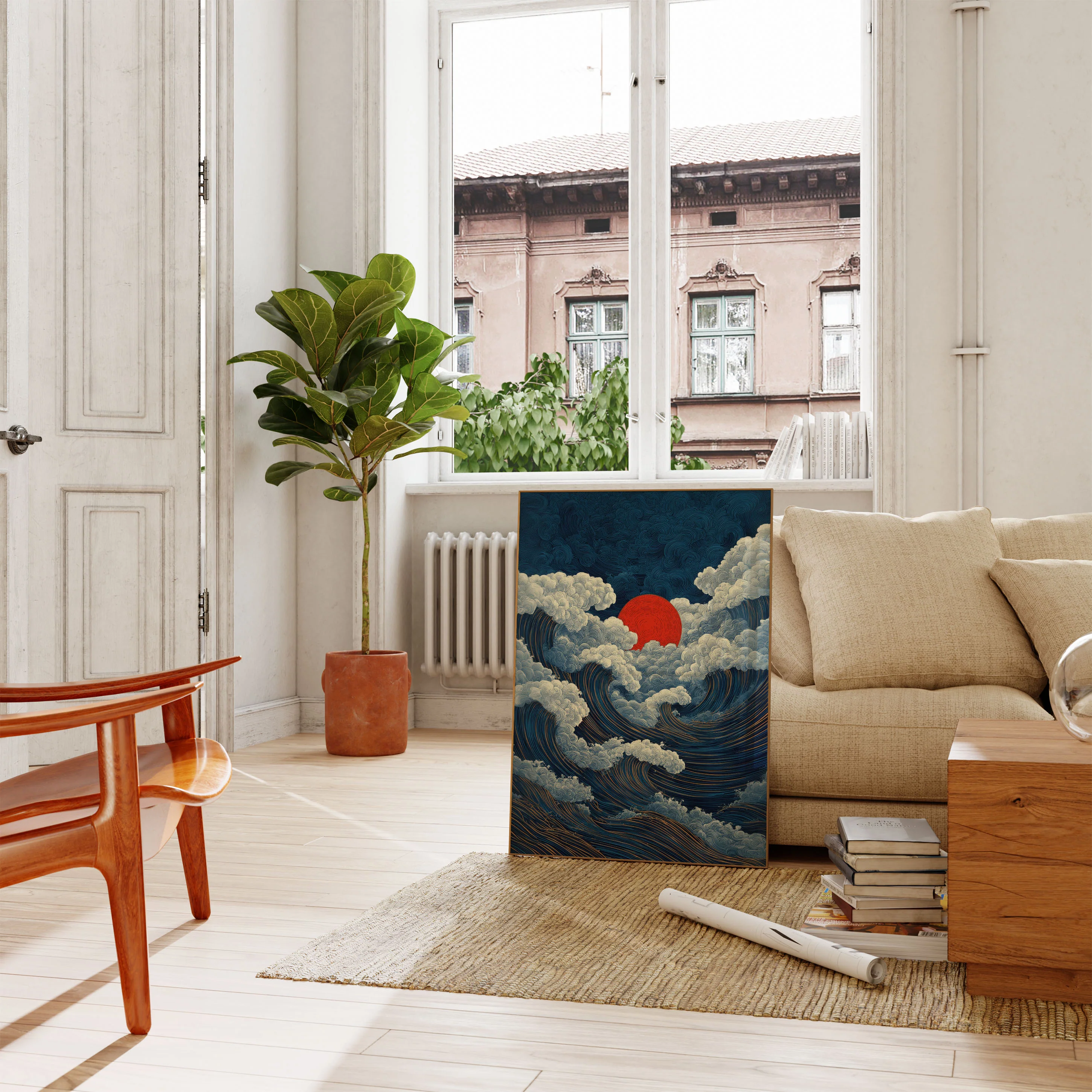 Stormy Waves Rising Sun Poster - Image 2