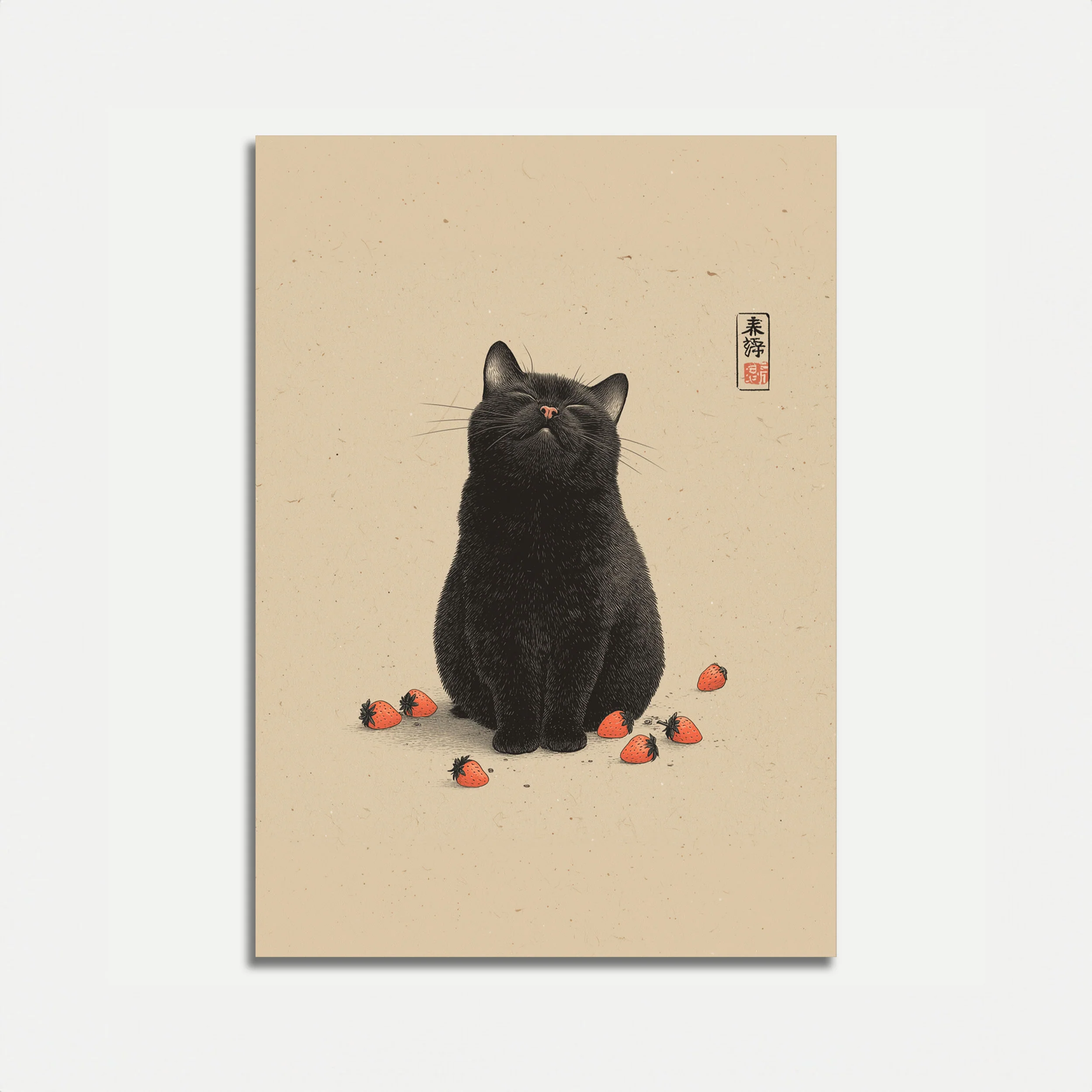Strawberry Cat Zen Poster