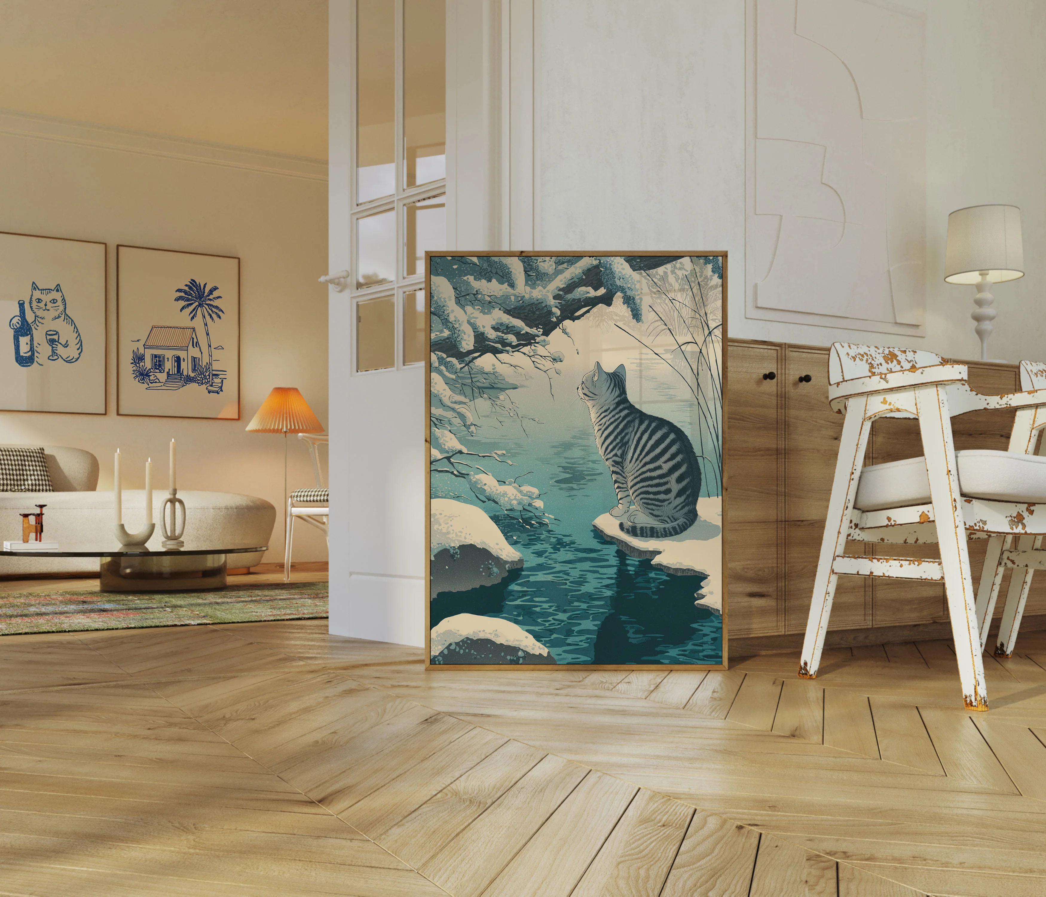 Striped Cat by Frozen Stream Poster - Image 5