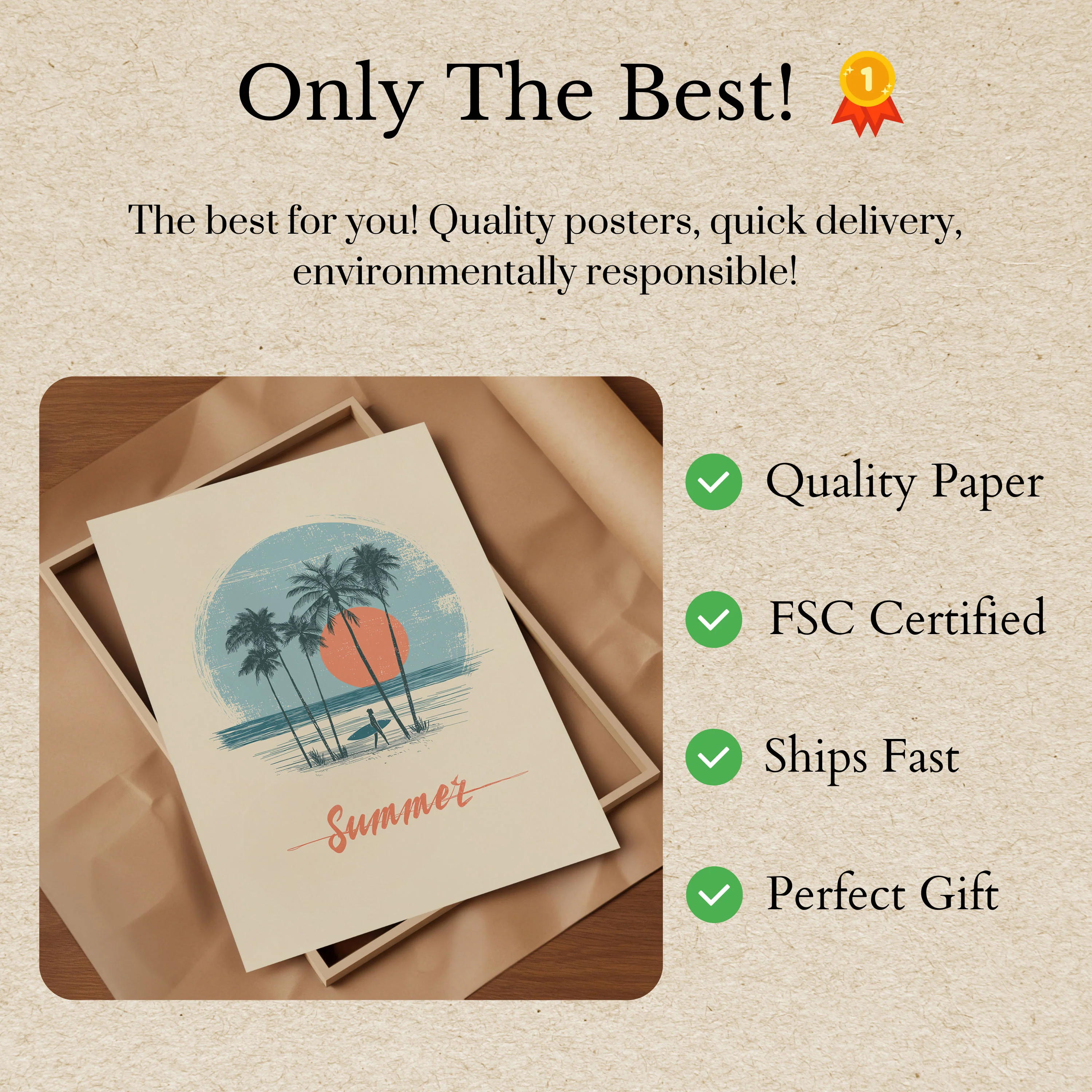 Summer Surfing Palm Beach Poster - Image 3