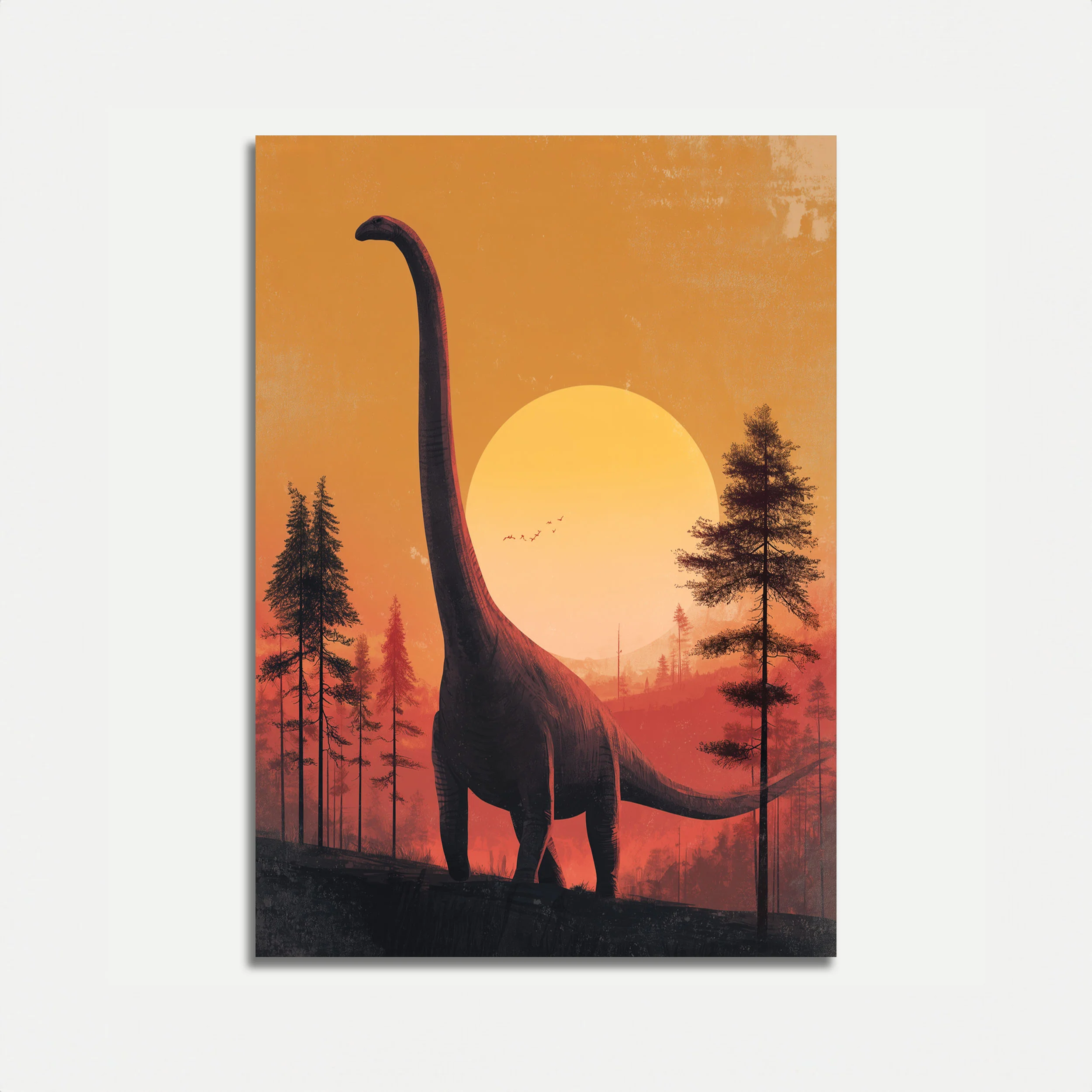 Sunset Brachiosaurus Forest Poster