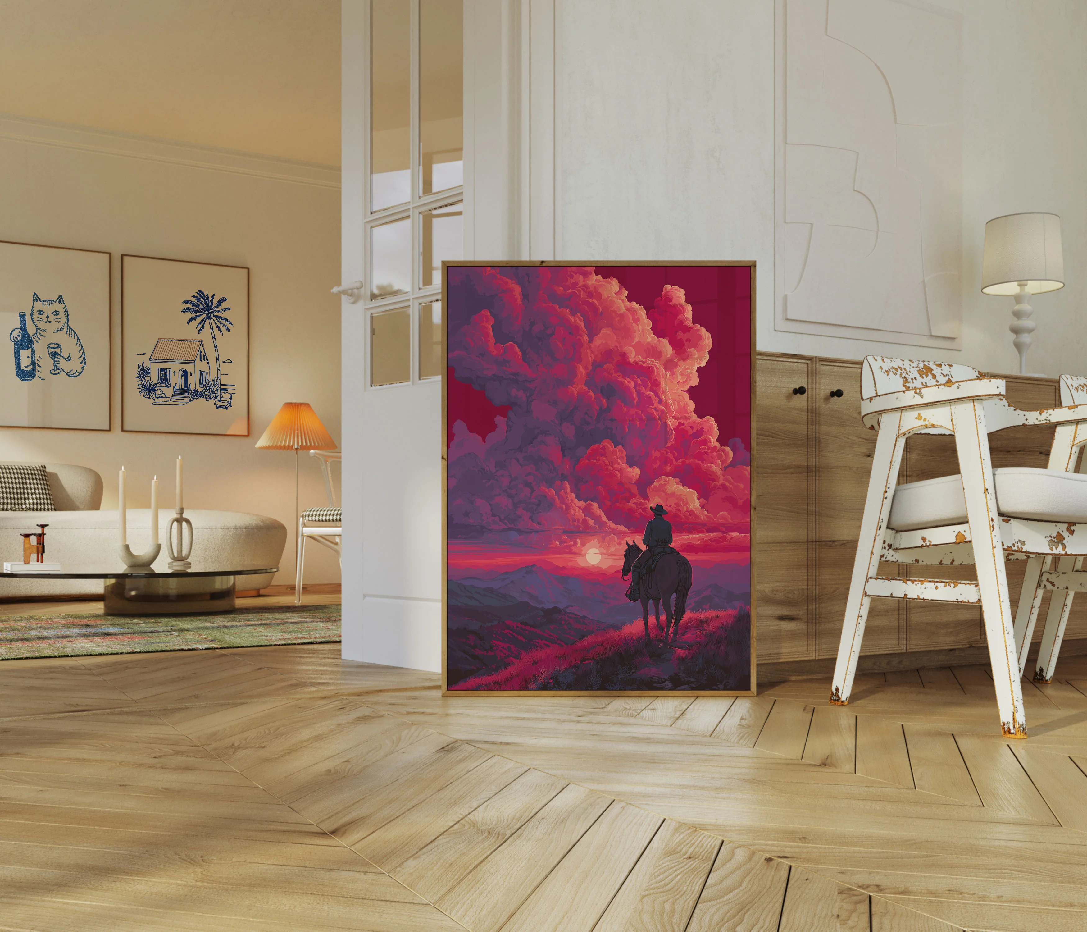 Sunset Cowboy Landscape Poster - Image 5