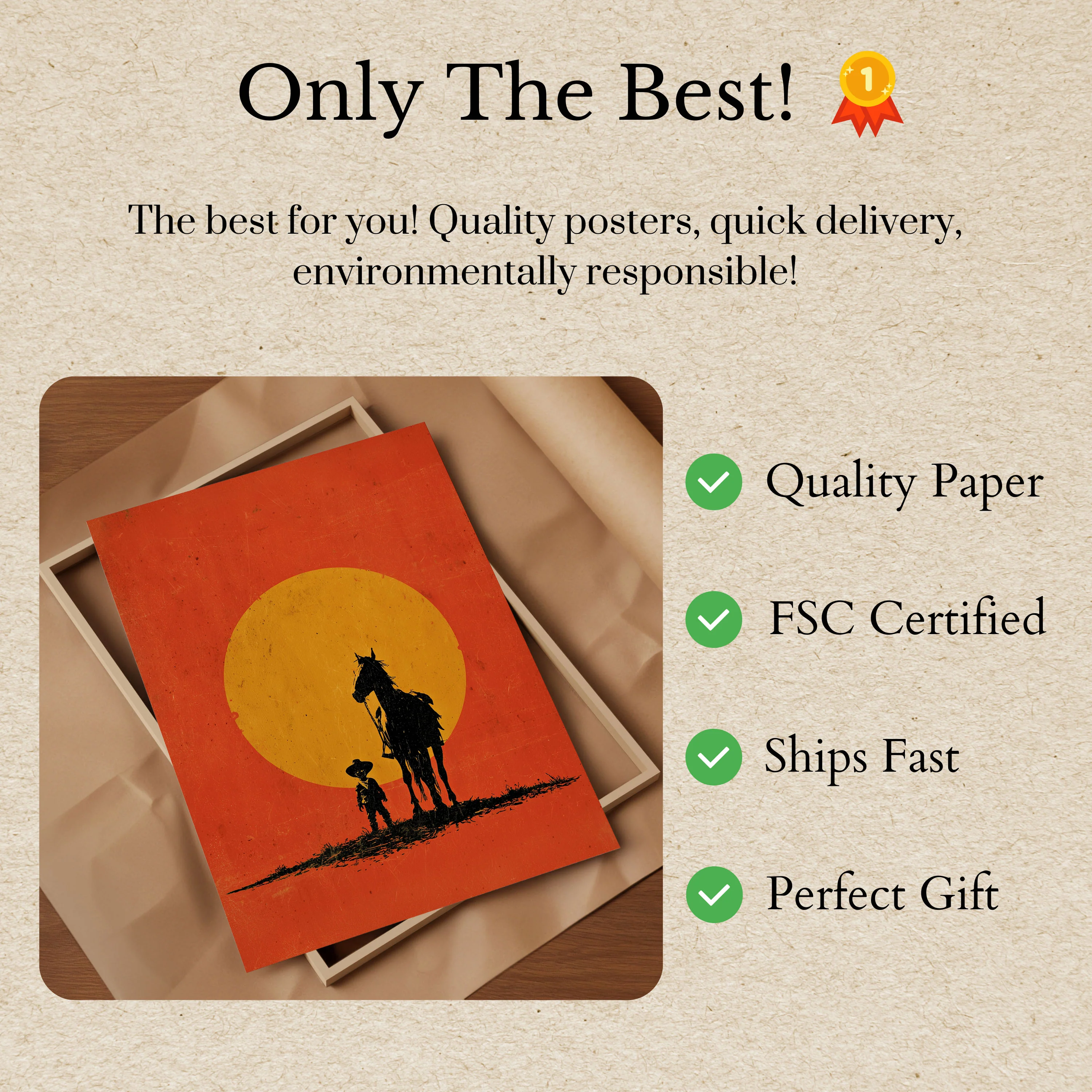 Sunset Cowboy Silhouette Poster - Image 3