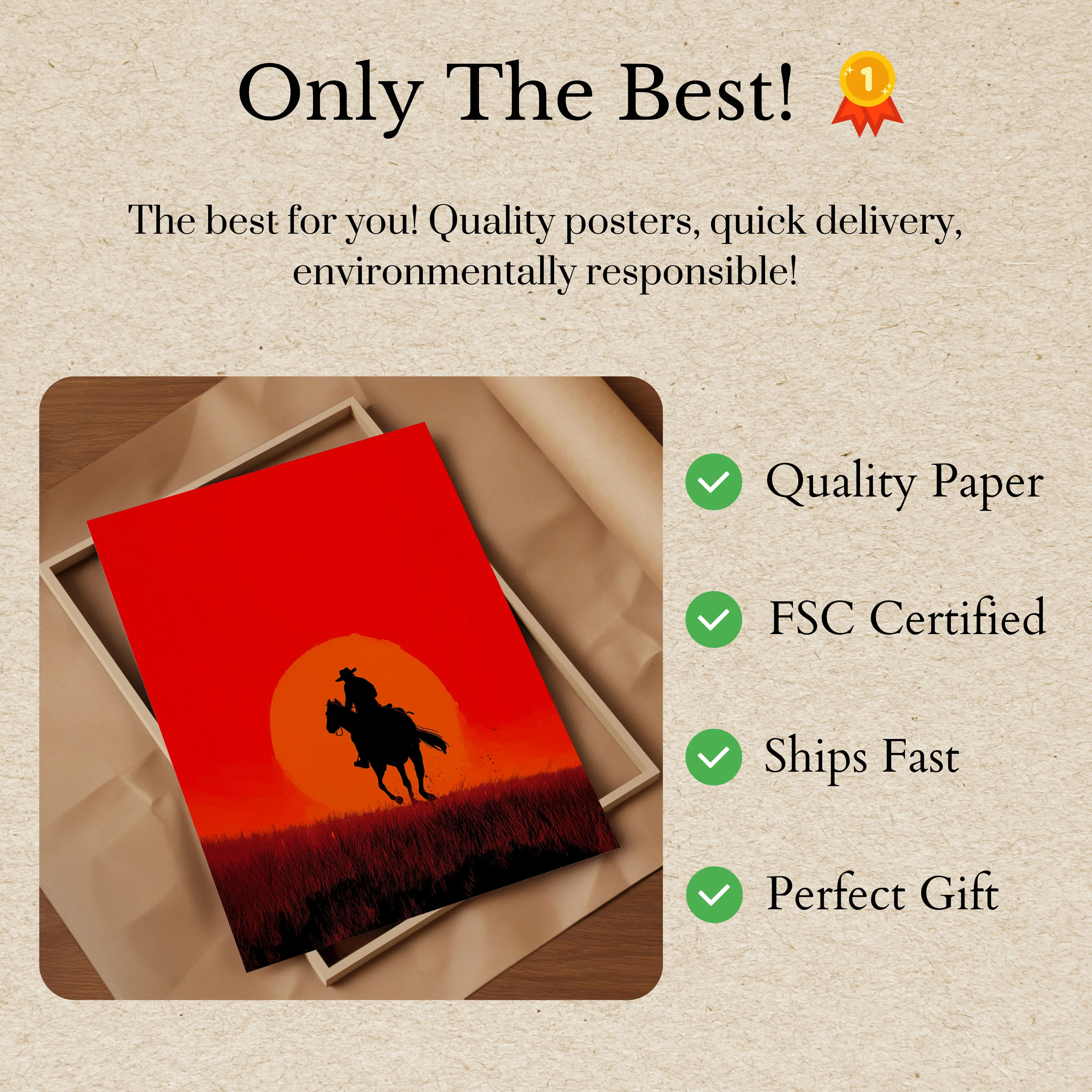 Sunset Cowboy Silhouette Poster - Image 3