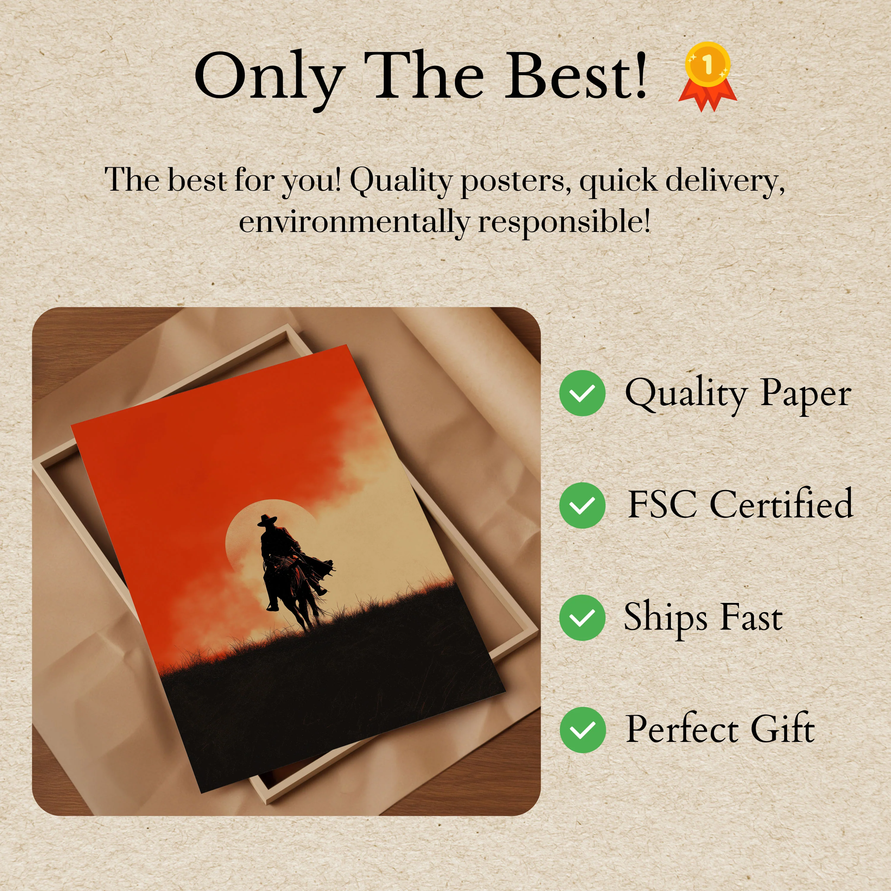 Sunset Cowboy Silhouette Poster - Image 3