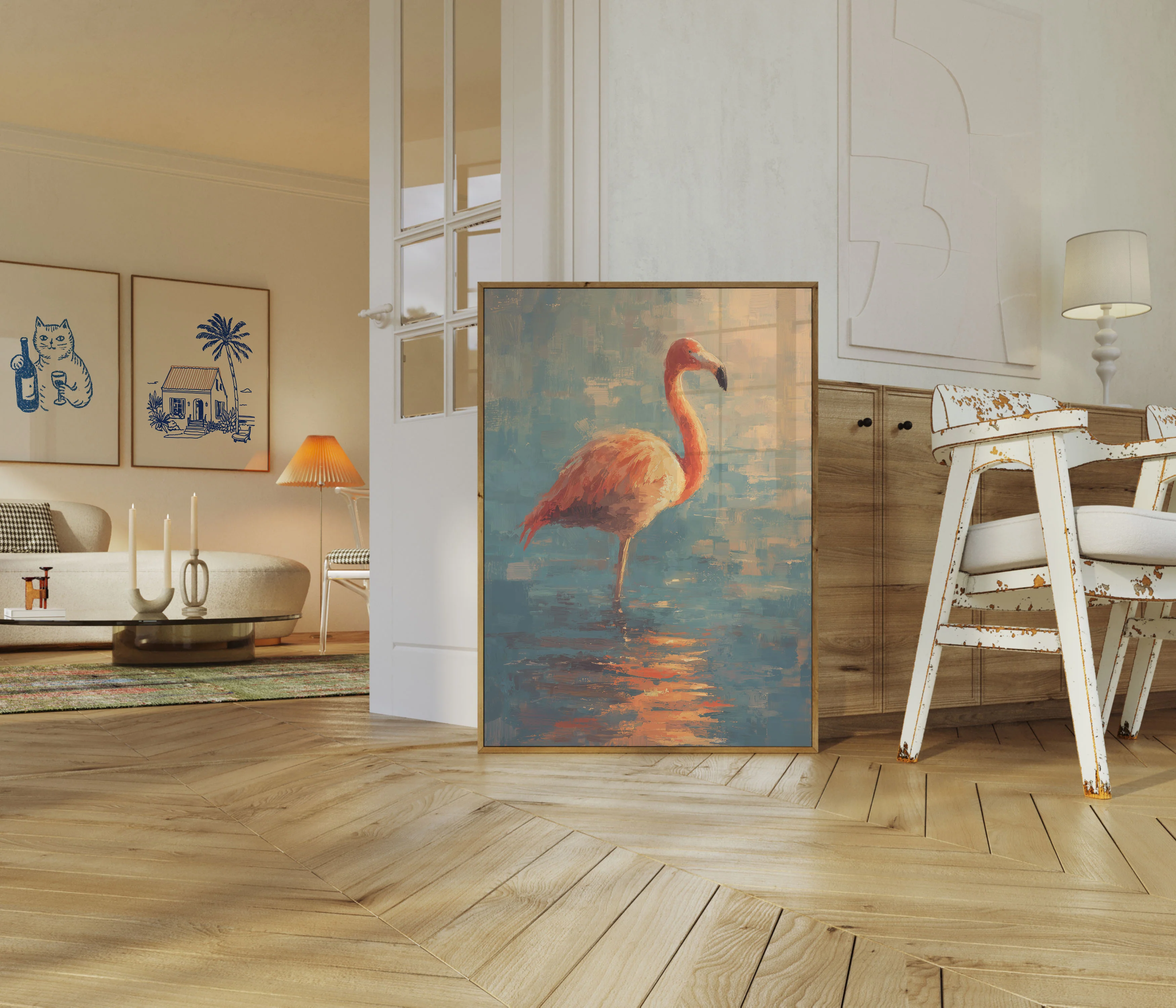 Sunset Flamingo Waterscape Poster - Image 5