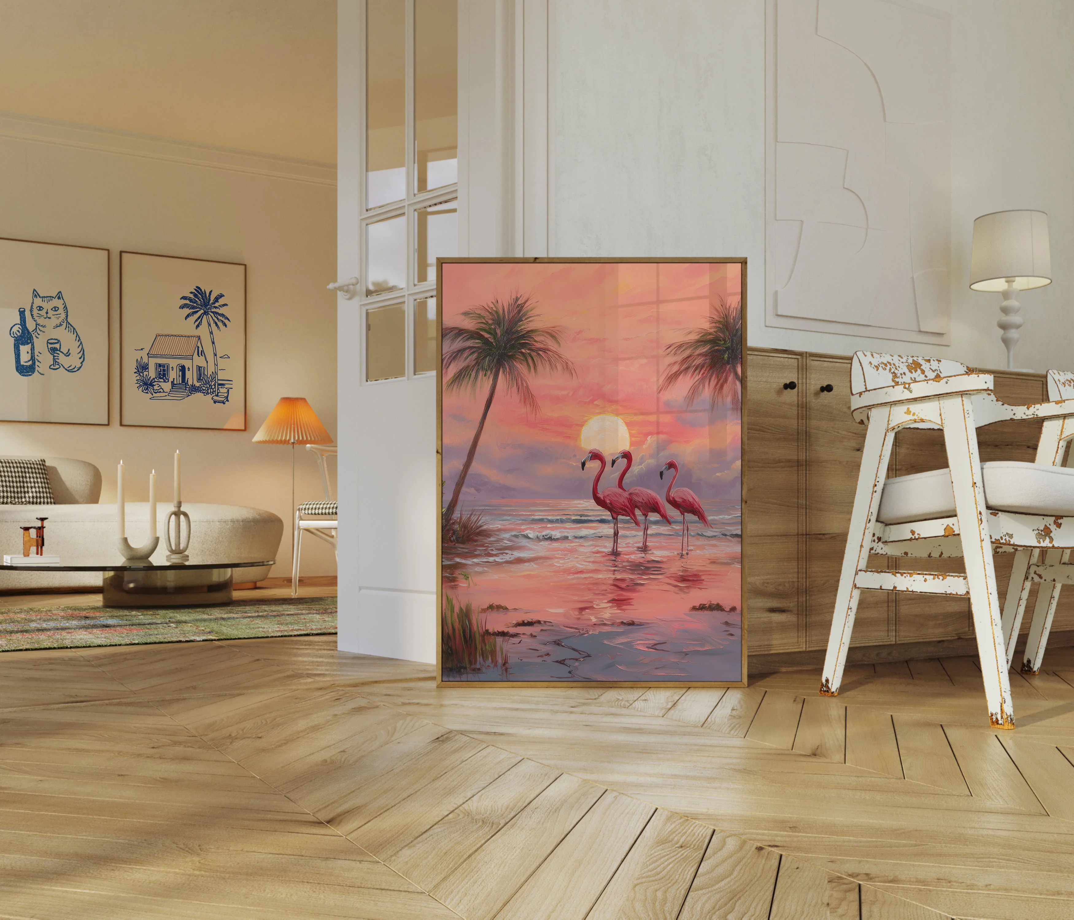 Sunset Flamingos Beach Poster - Image 5