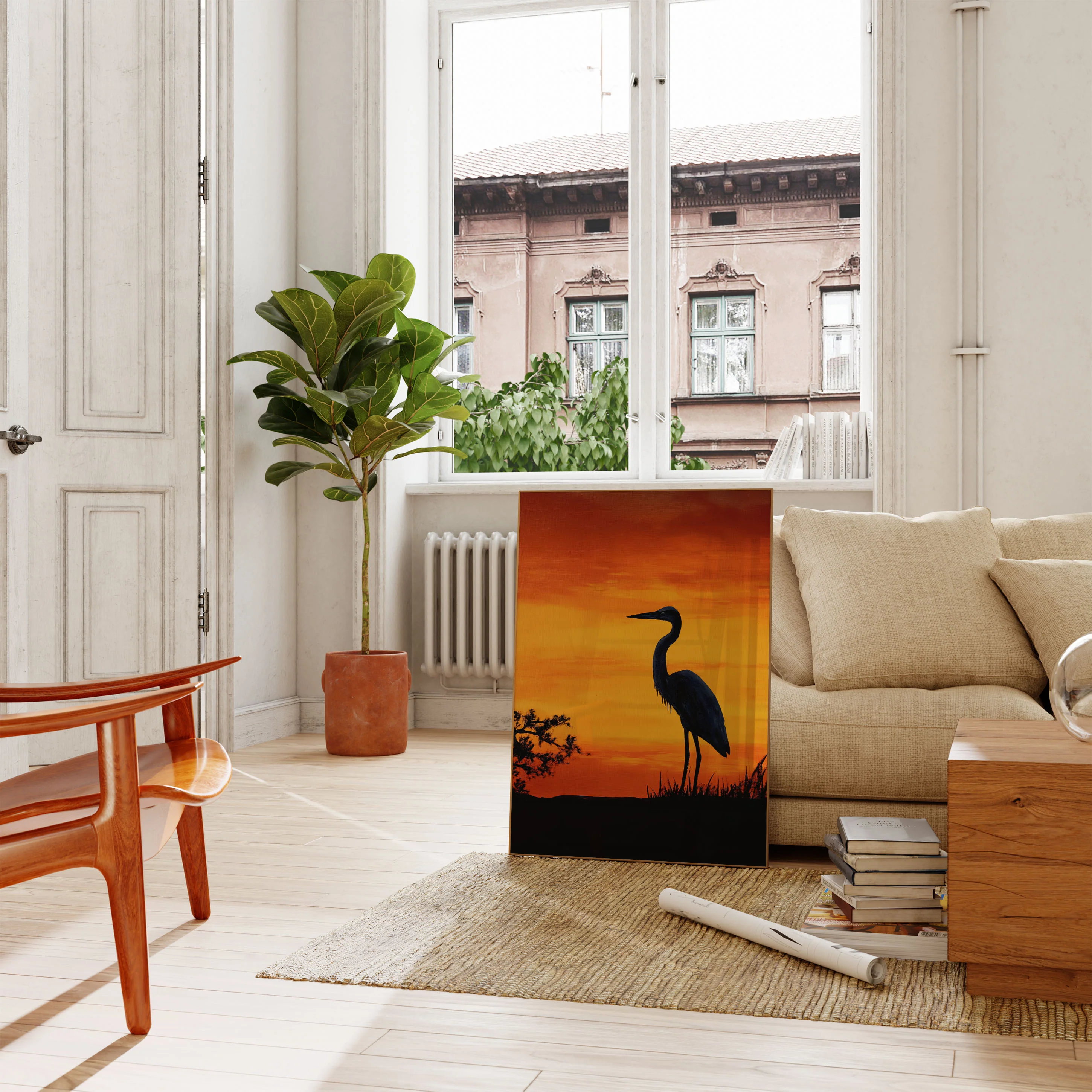 Sunset Heron Silhouette Poster - Image 2