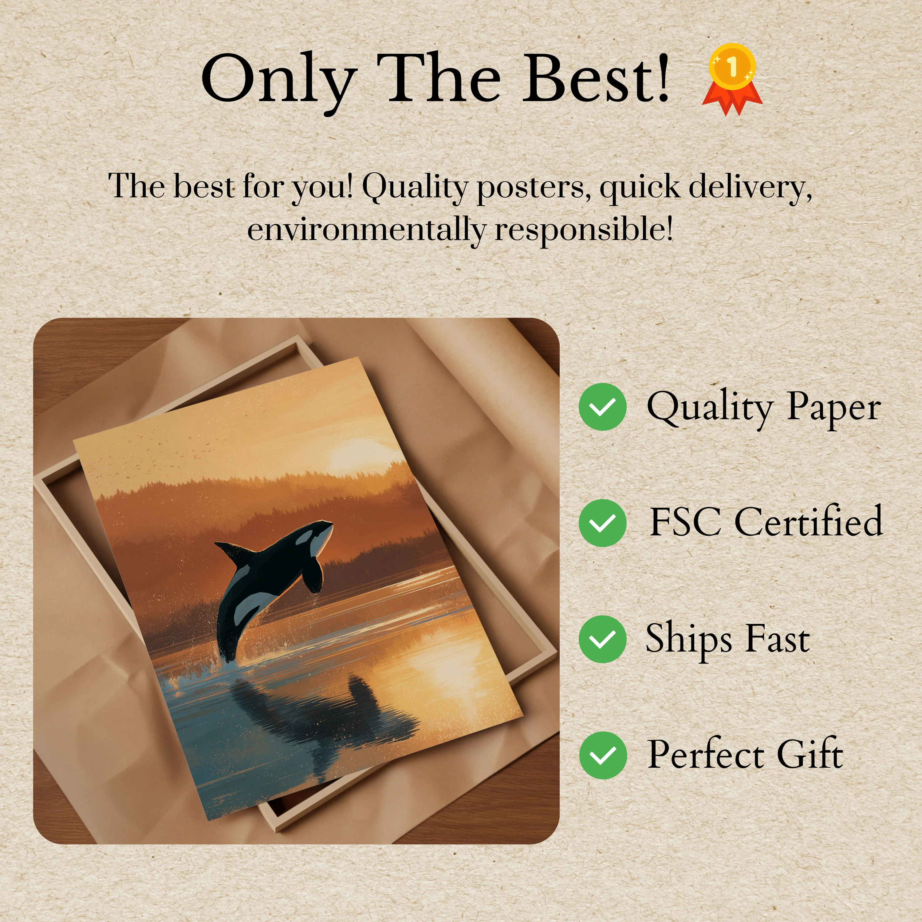 Sunset Orca Leap Poster - Image 3