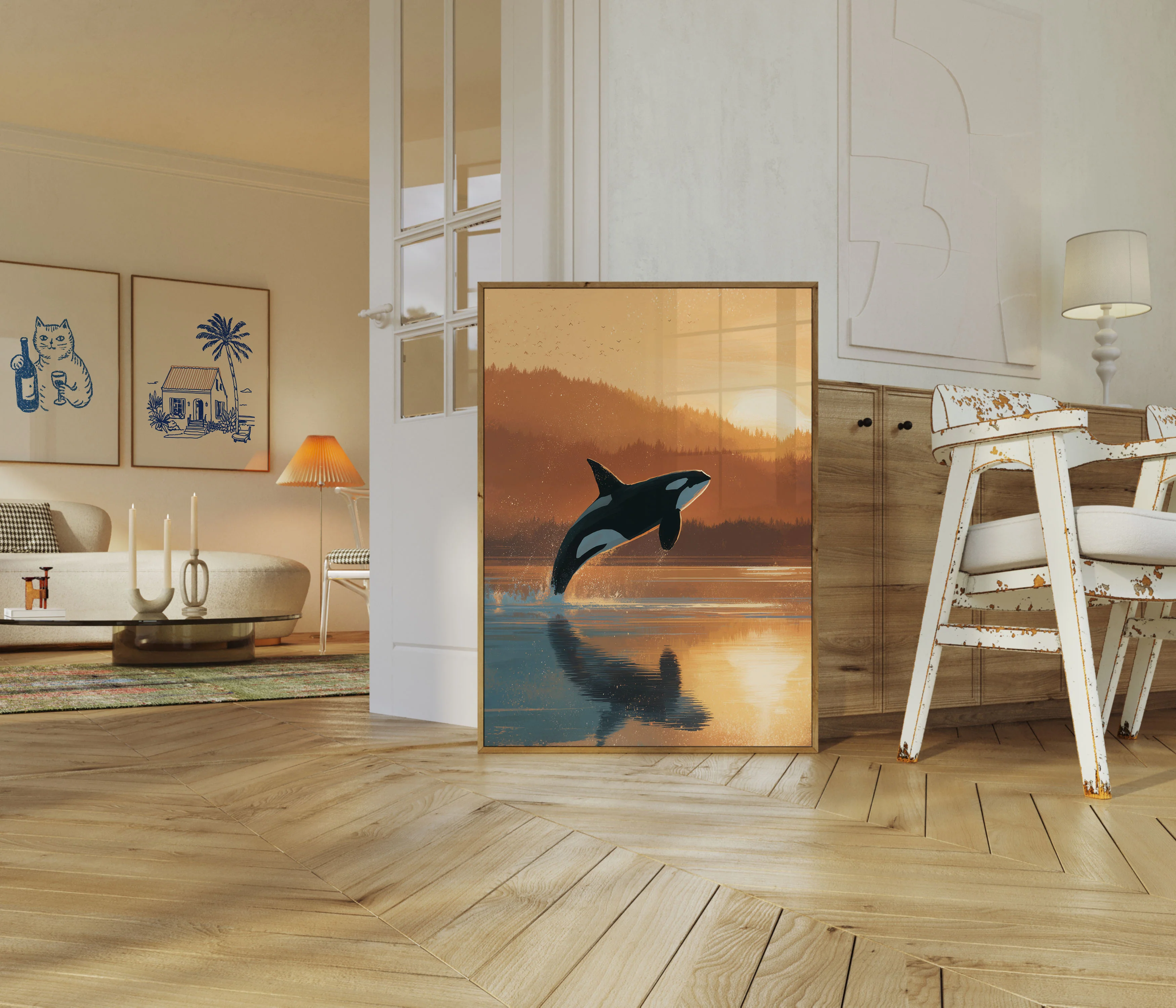 Sunset Orca Leap Poster - Image 5