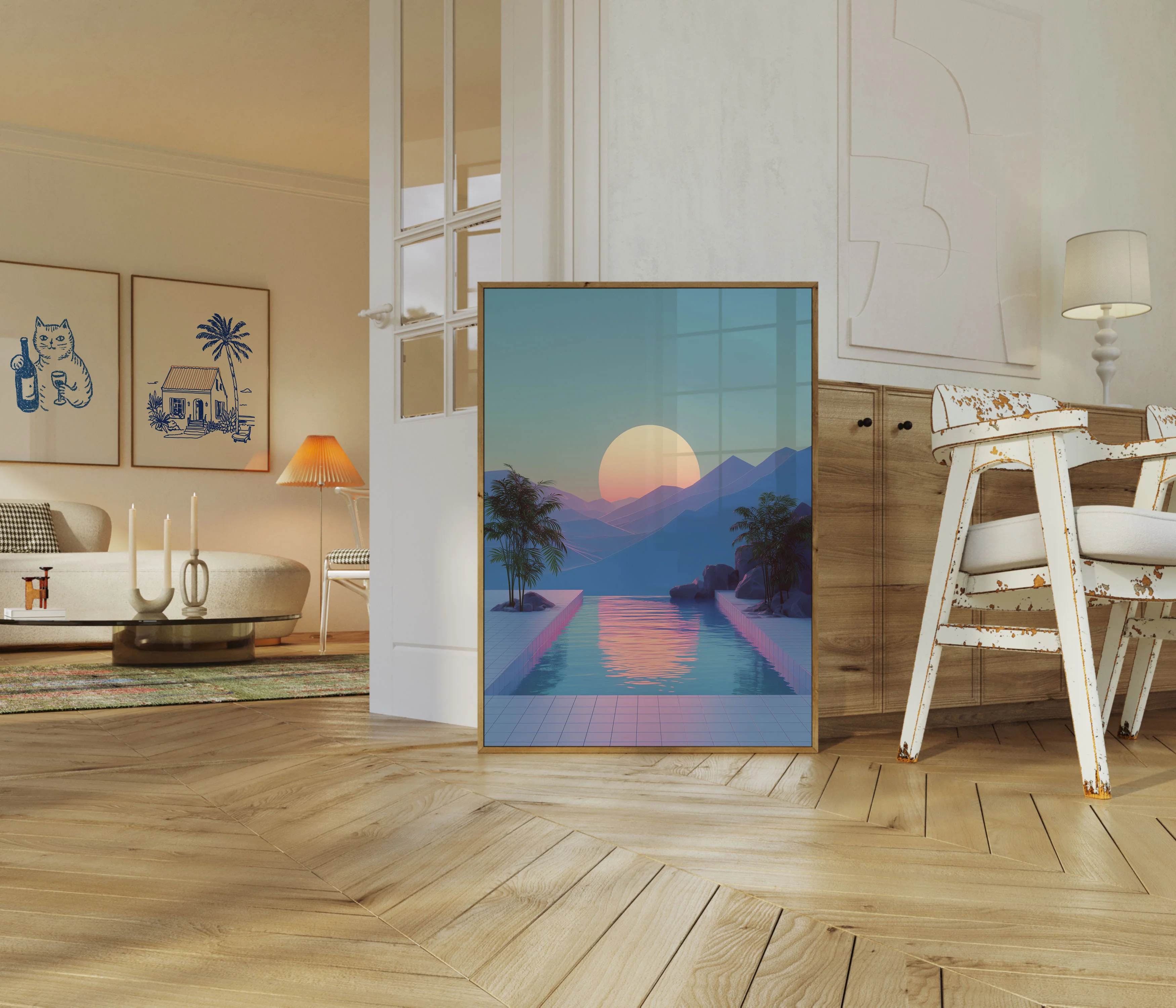 Sunset Over Mountain Lake Poster - Image 5