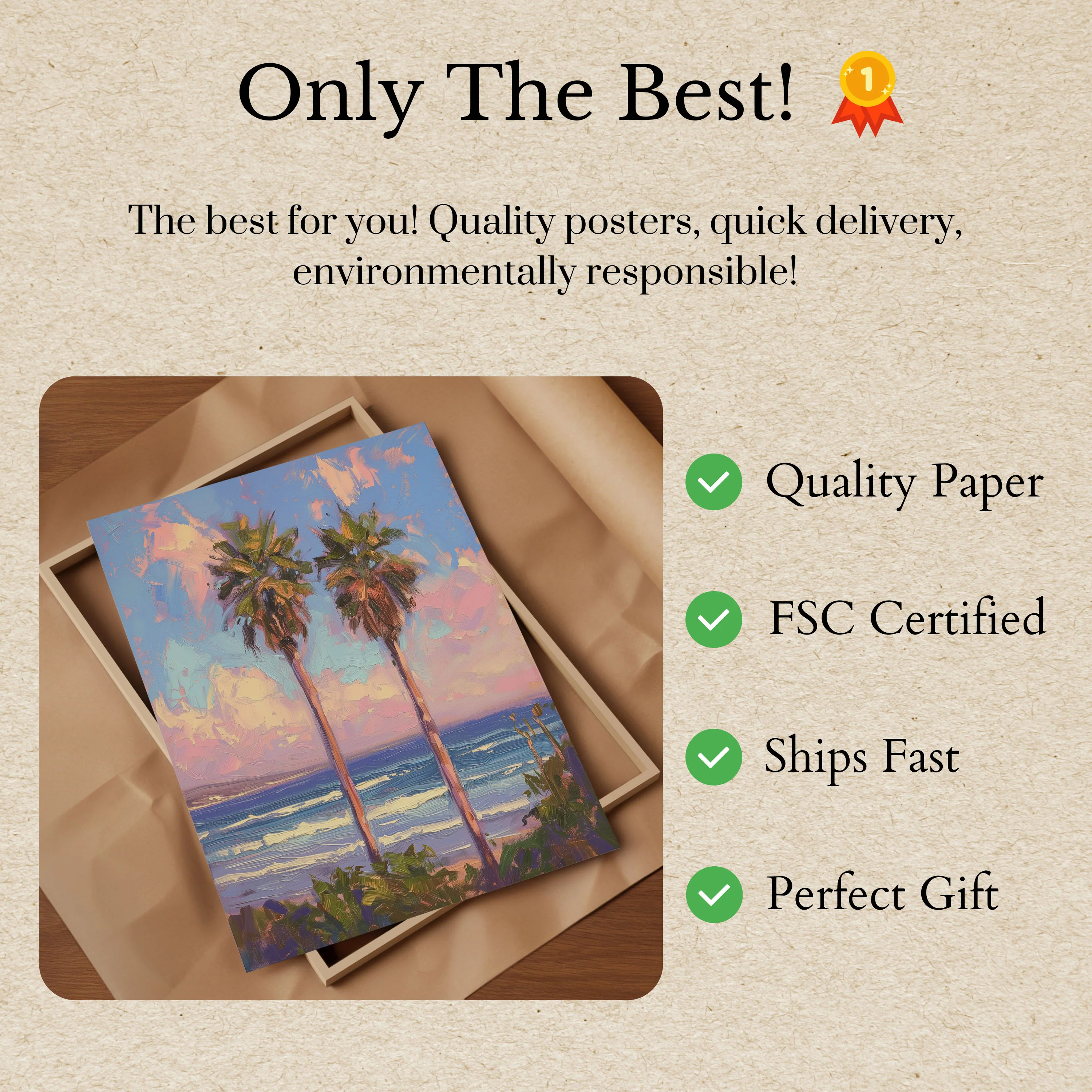 Sunset Palm Beach Serenity Poster - Image 3