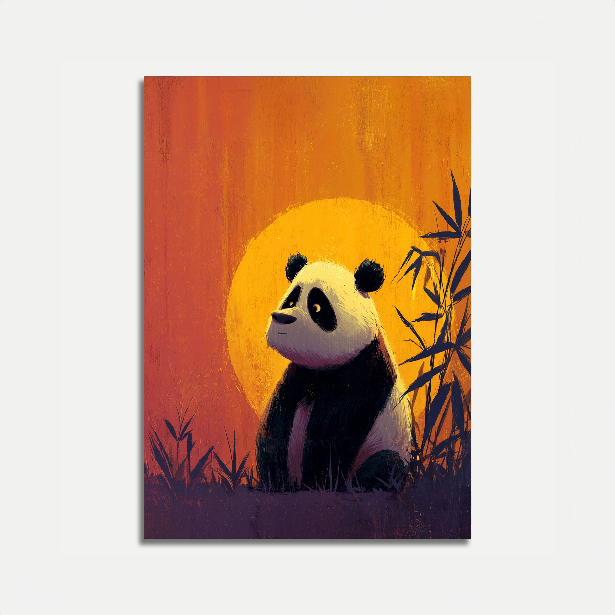 Sunset Panda Bamboo Poster