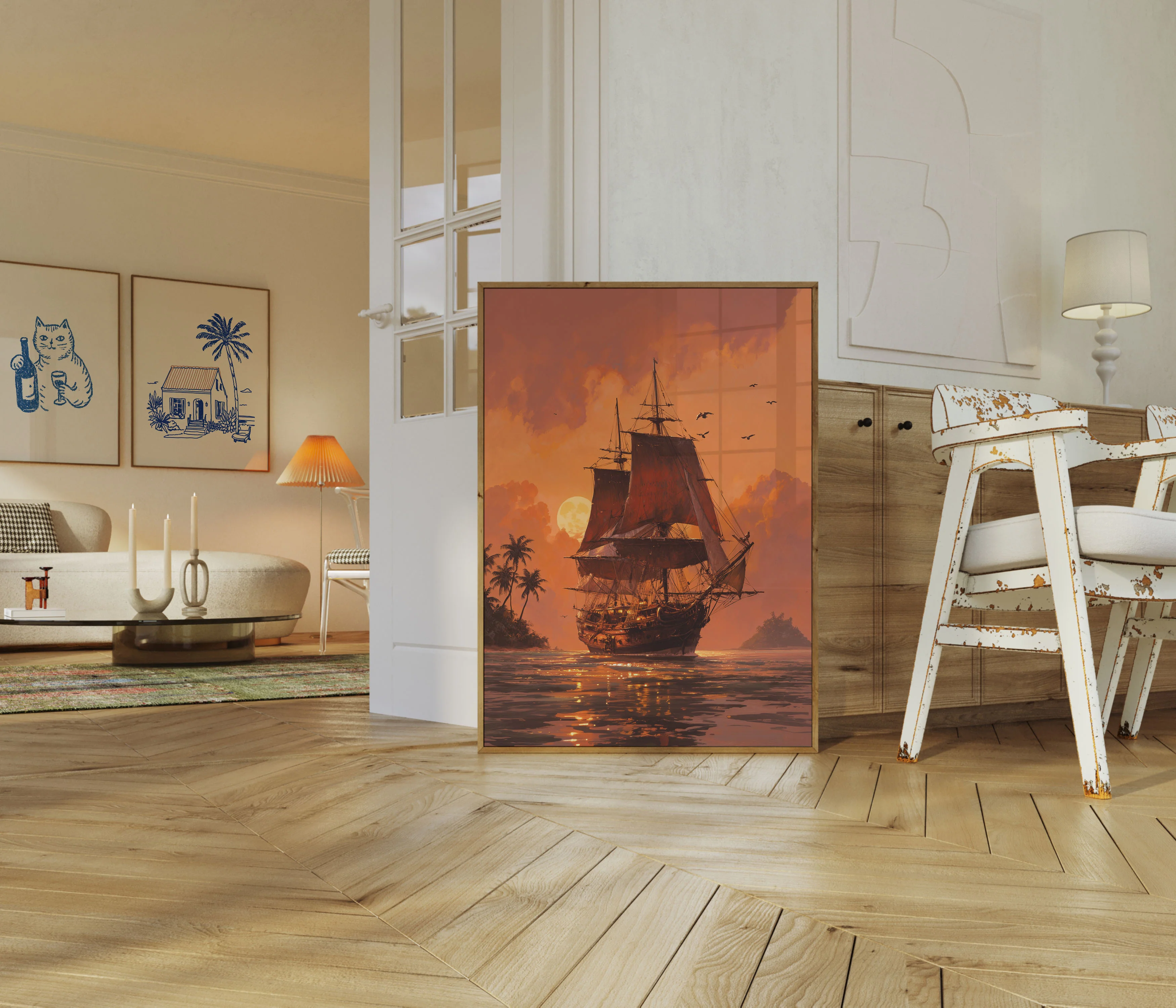 Sunset Pirate Ship Voyage Poster - Image 4