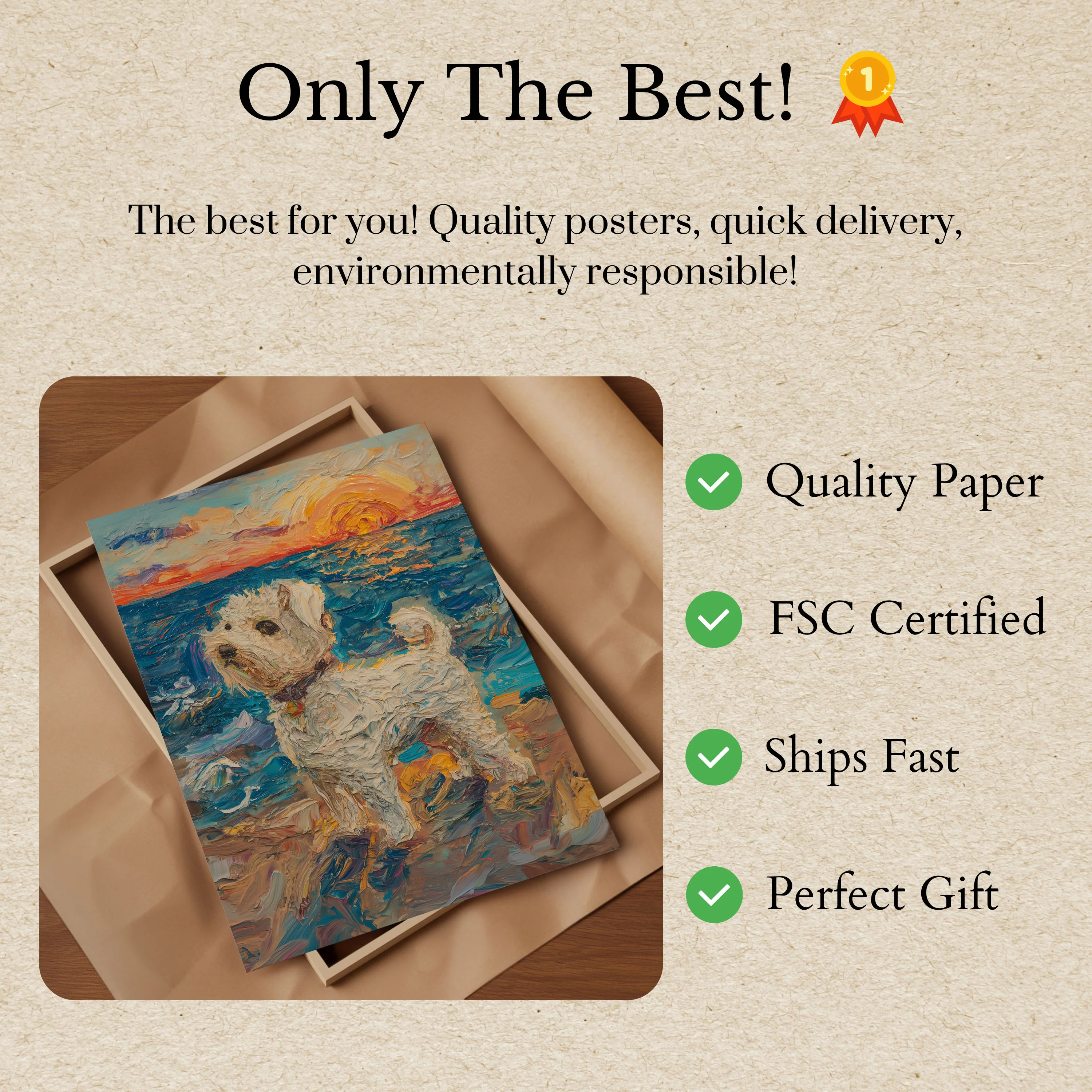 Sunset Puppy Beach Adventure Poster - Image 3