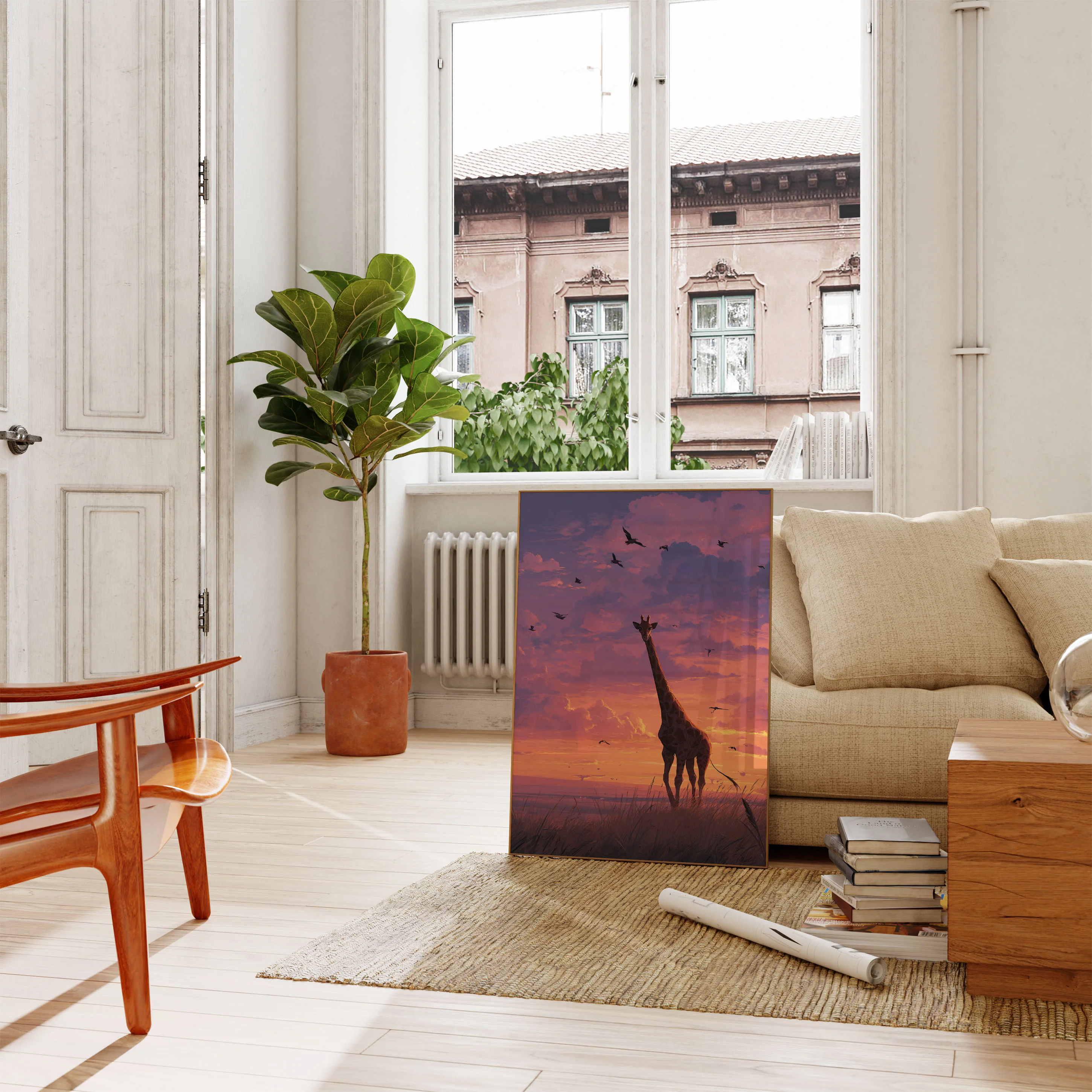 Sunset Savanna Giraffe Poster - Image 2