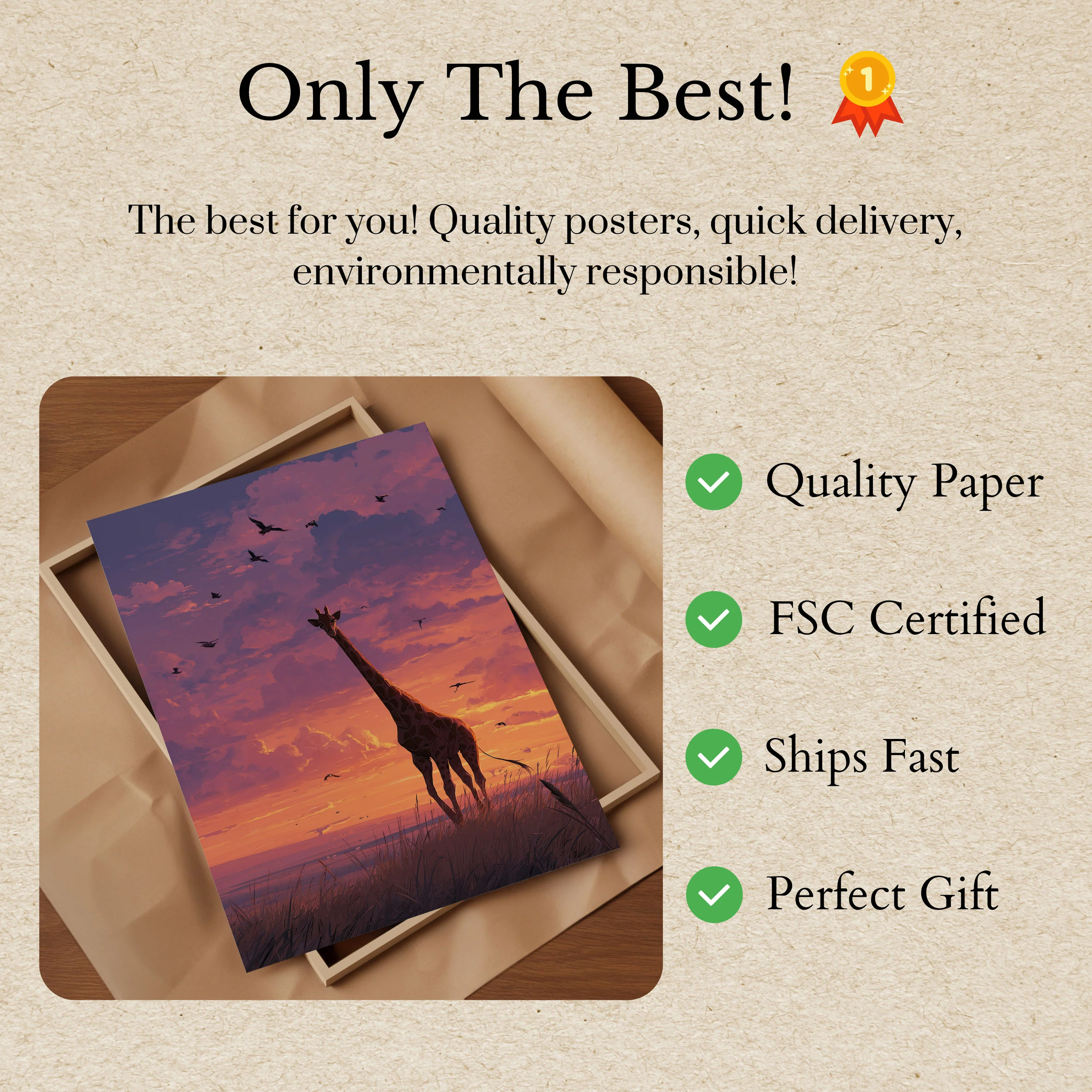 Sunset Savanna Giraffe Poster - Image 3