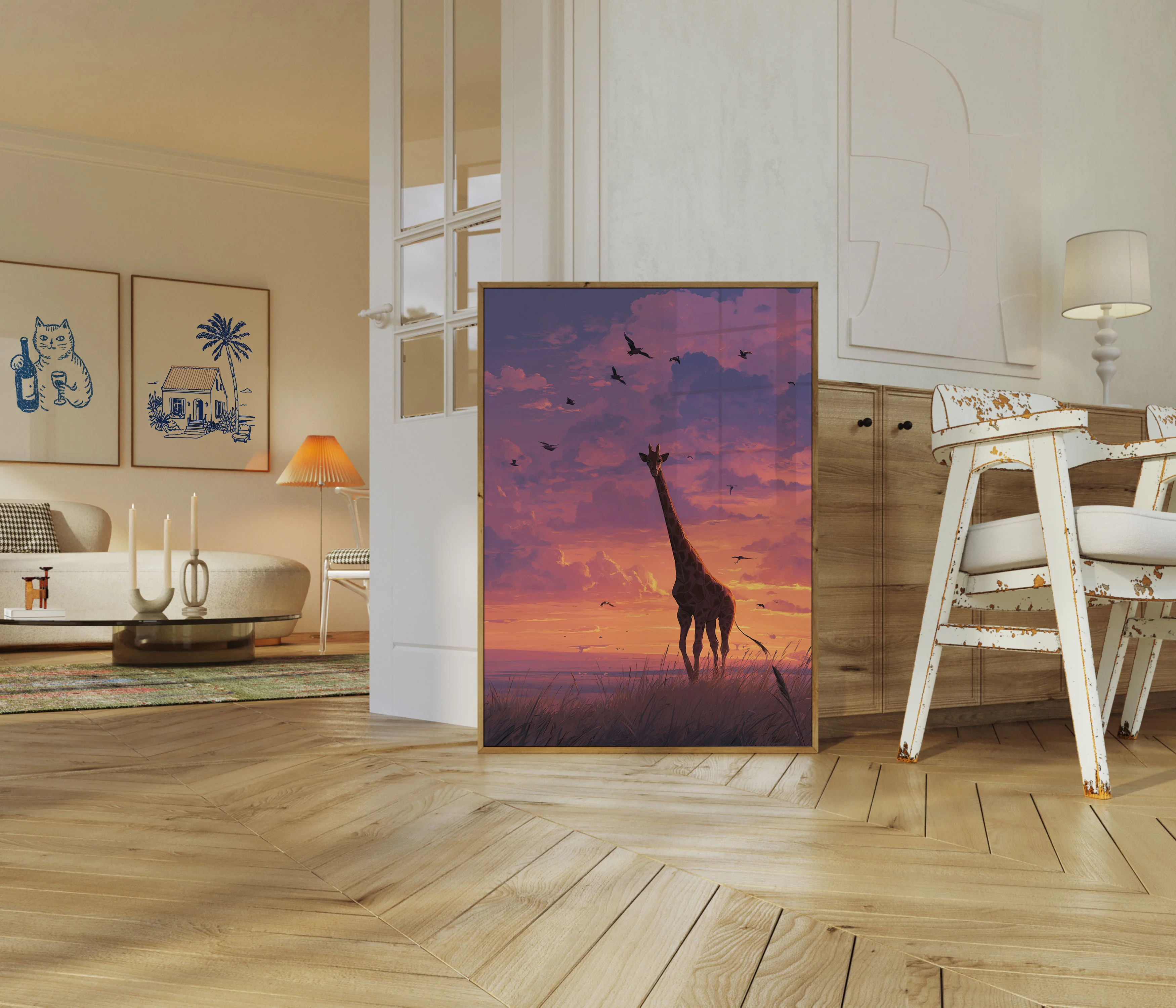 Sunset Savanna Giraffe Poster - Image 5
