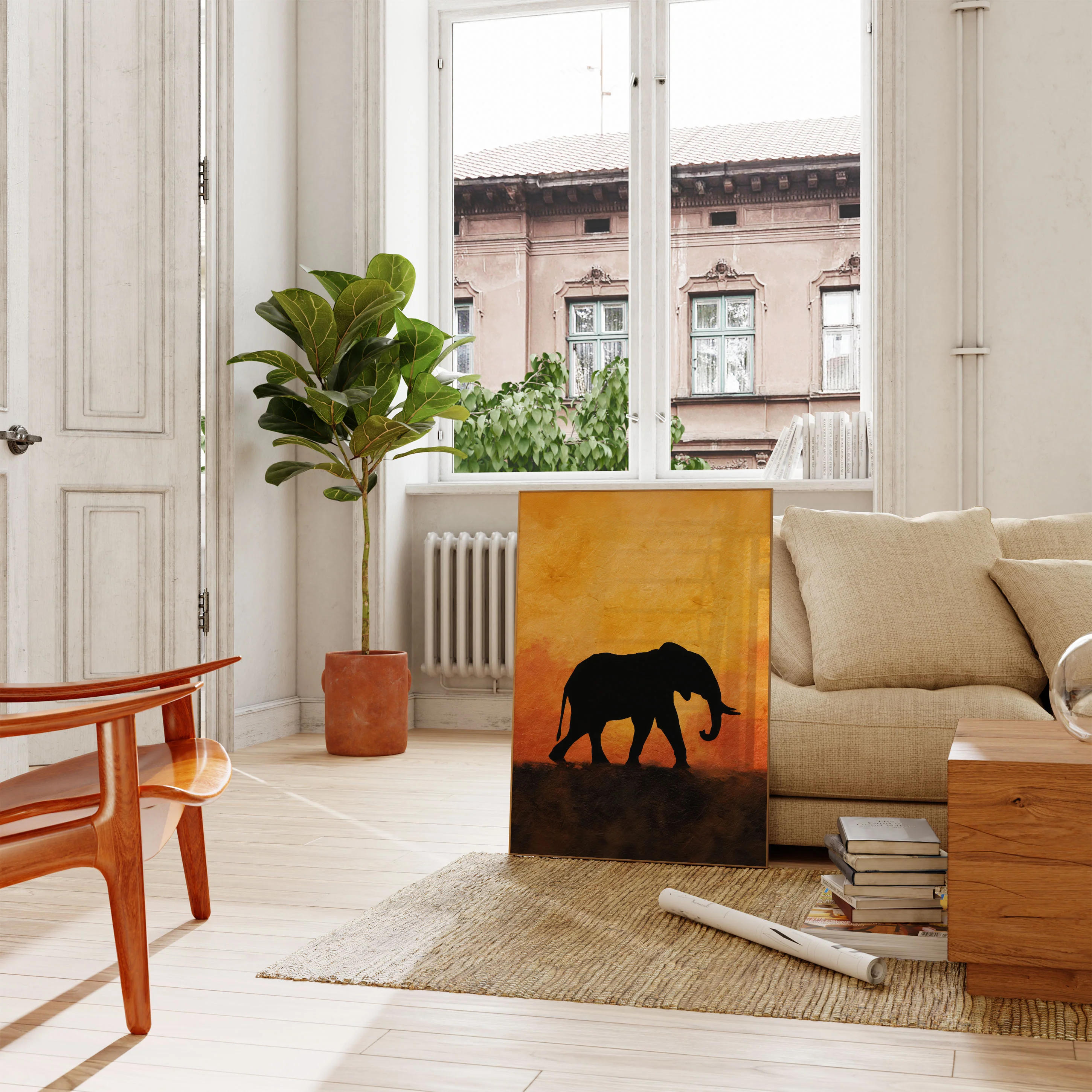 Sunset Silhouette Elephant Poster - Image 2