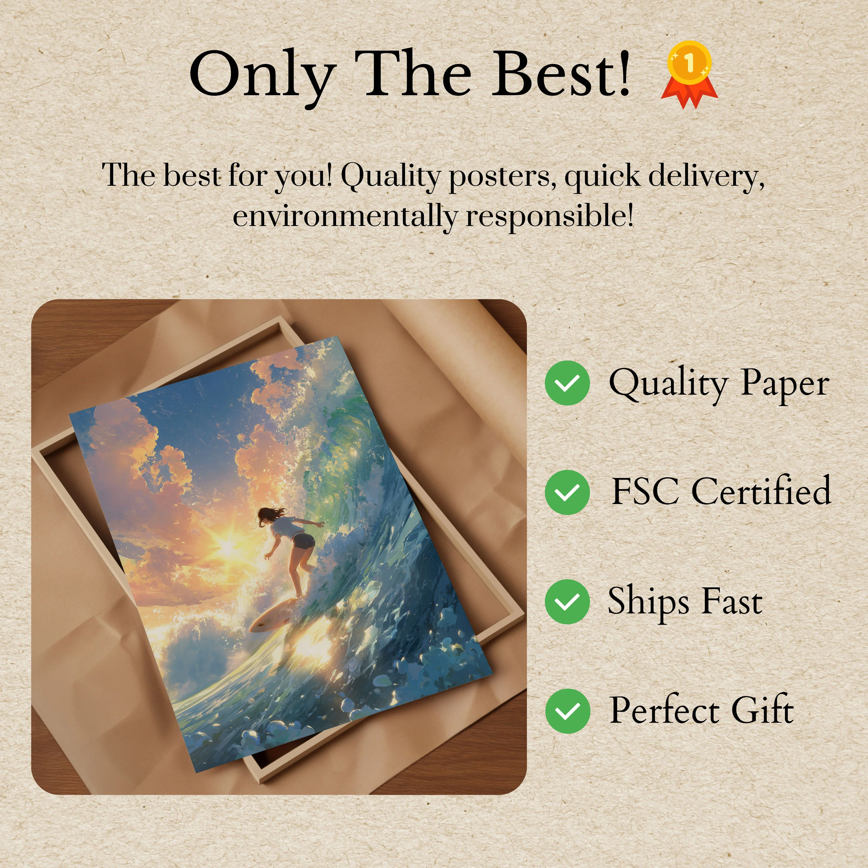 Sunset Surf Wave Rider Poster - Image 3