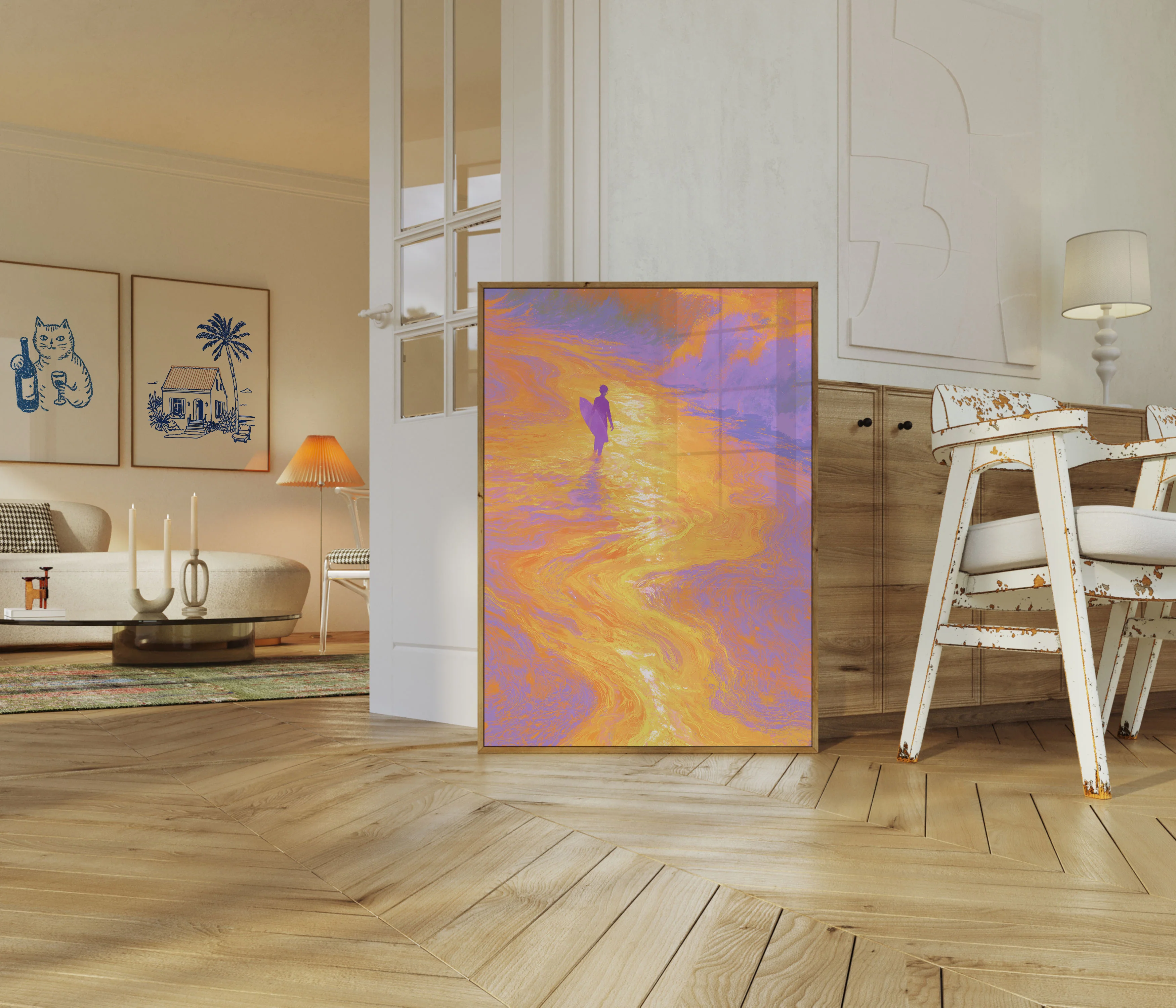 Surfer at Golden Sunset Poster - Image 5