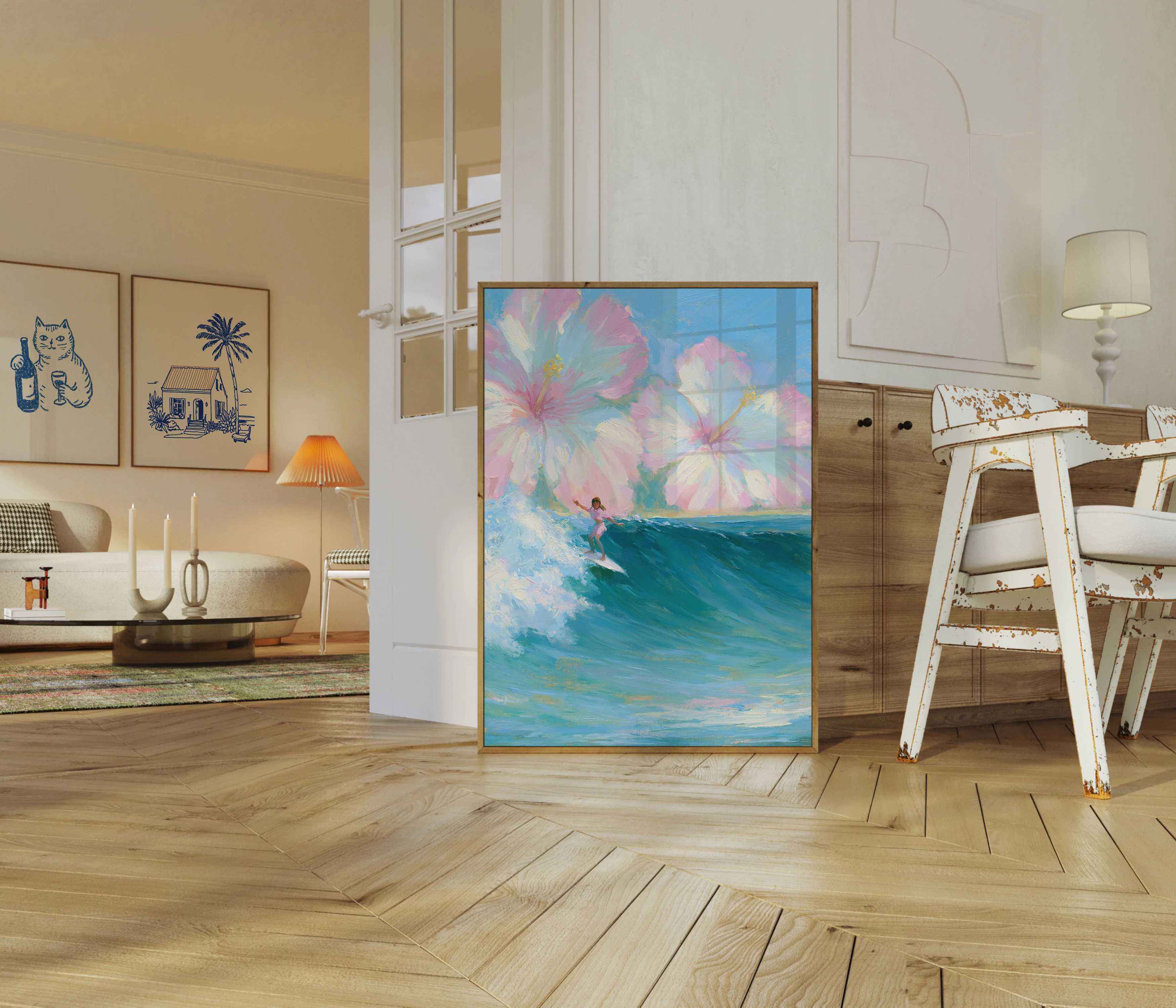Surfer Girl Giant Flowers Poster - Image 5