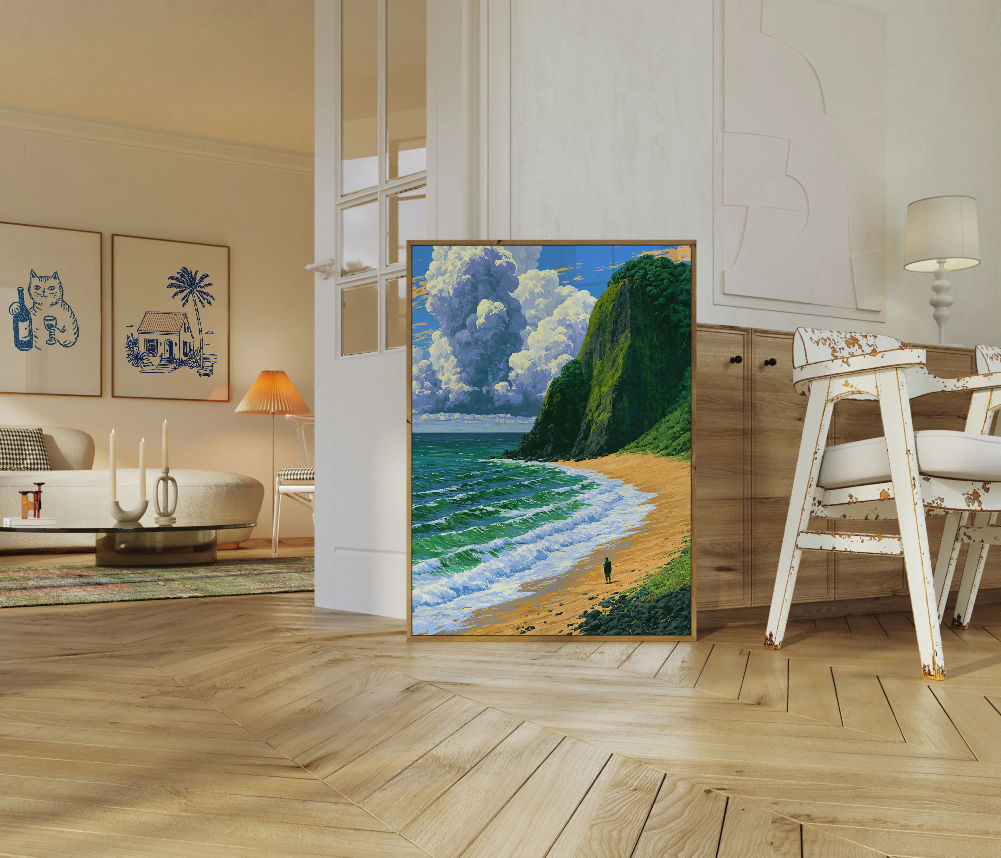 Surfer on Coastal Cliffs Poster - Image 5
