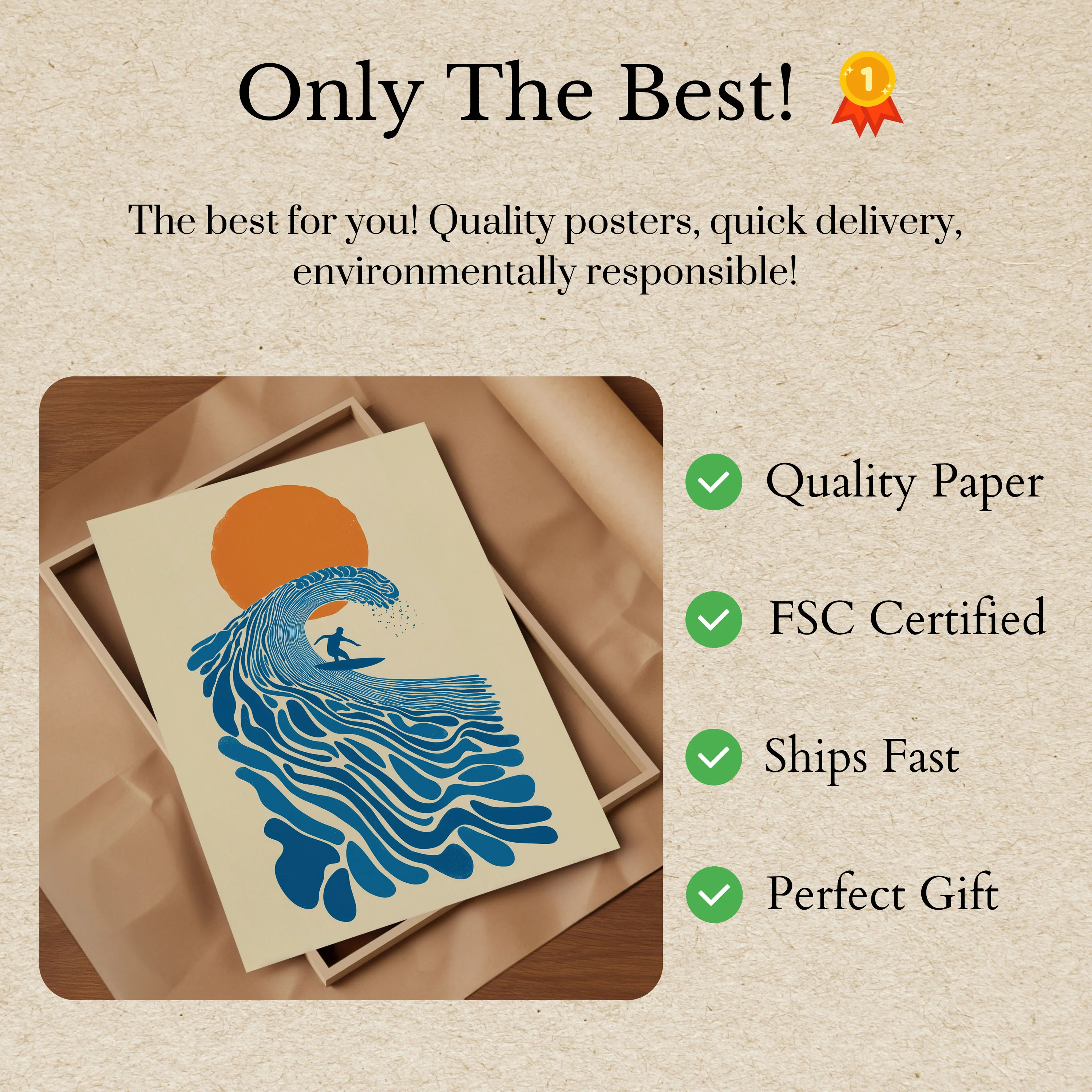 Surfer Riding Ocean Wave Poster - Image 3