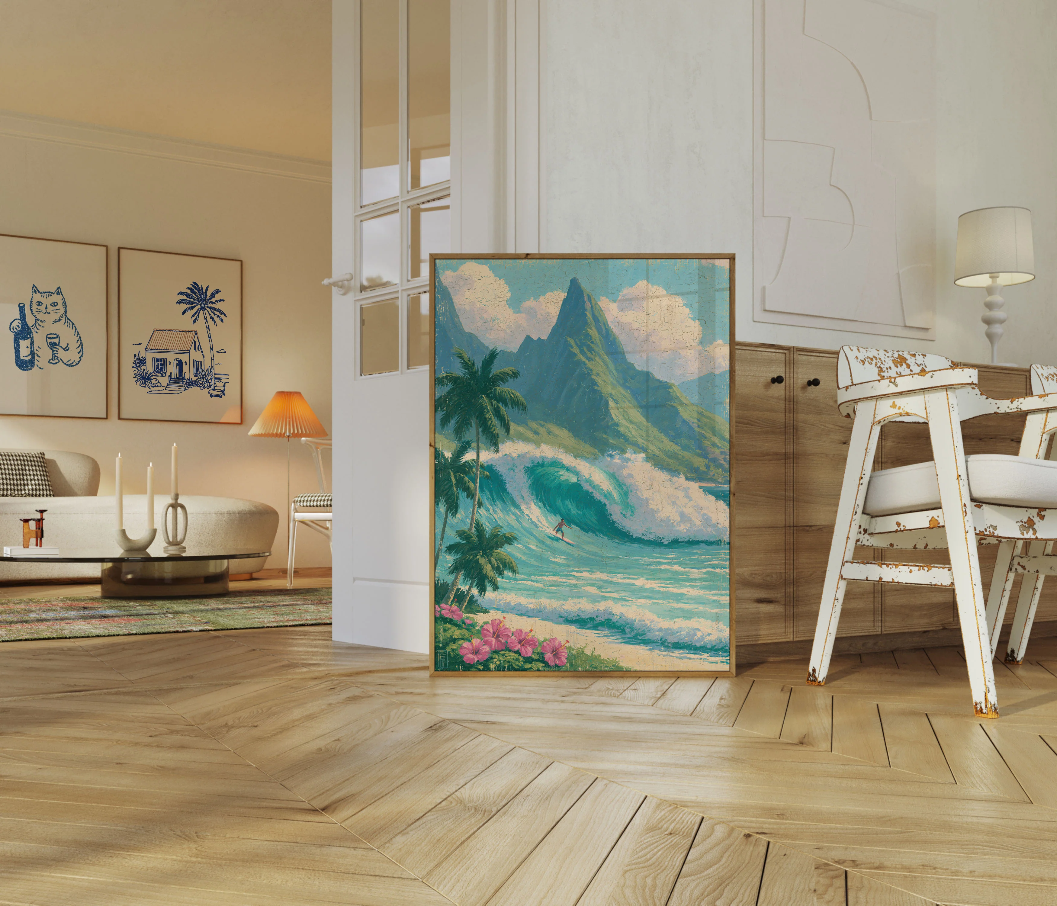 Surfer Riding Tropical Wave Poster - Image 5