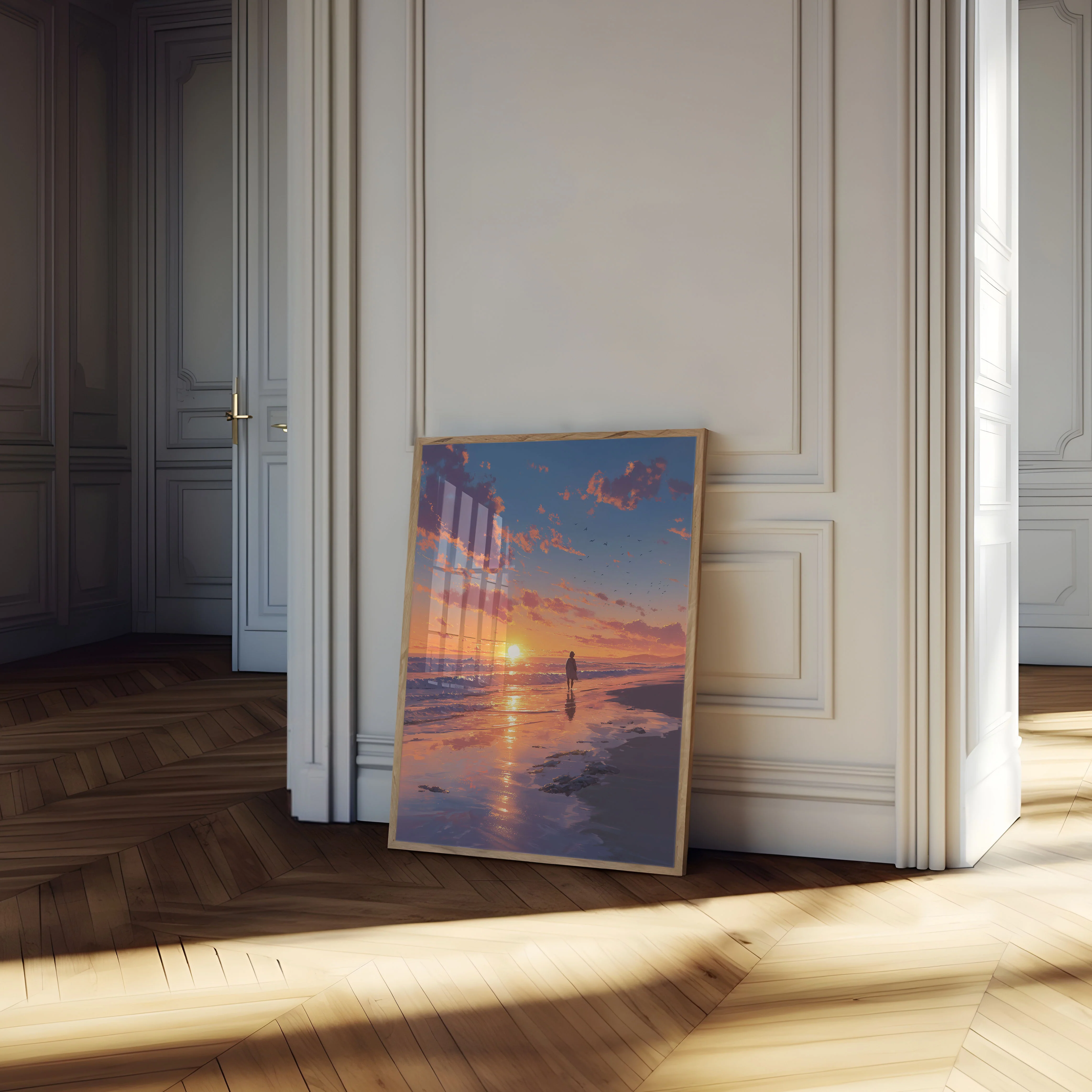 Surfer Watching Golden Sunset Poster - Image 4