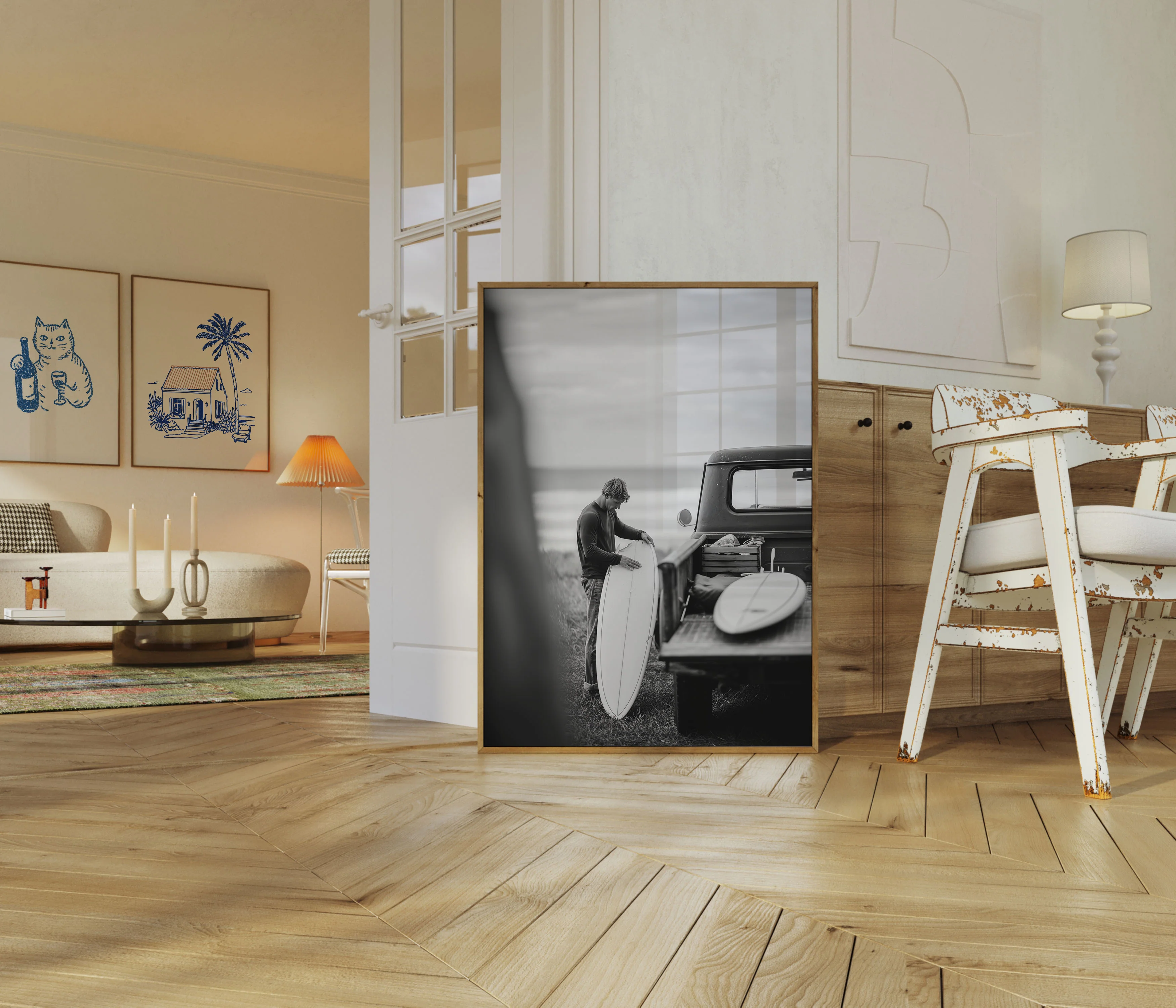 Surfer with Vintage Truck Poster - Image 5