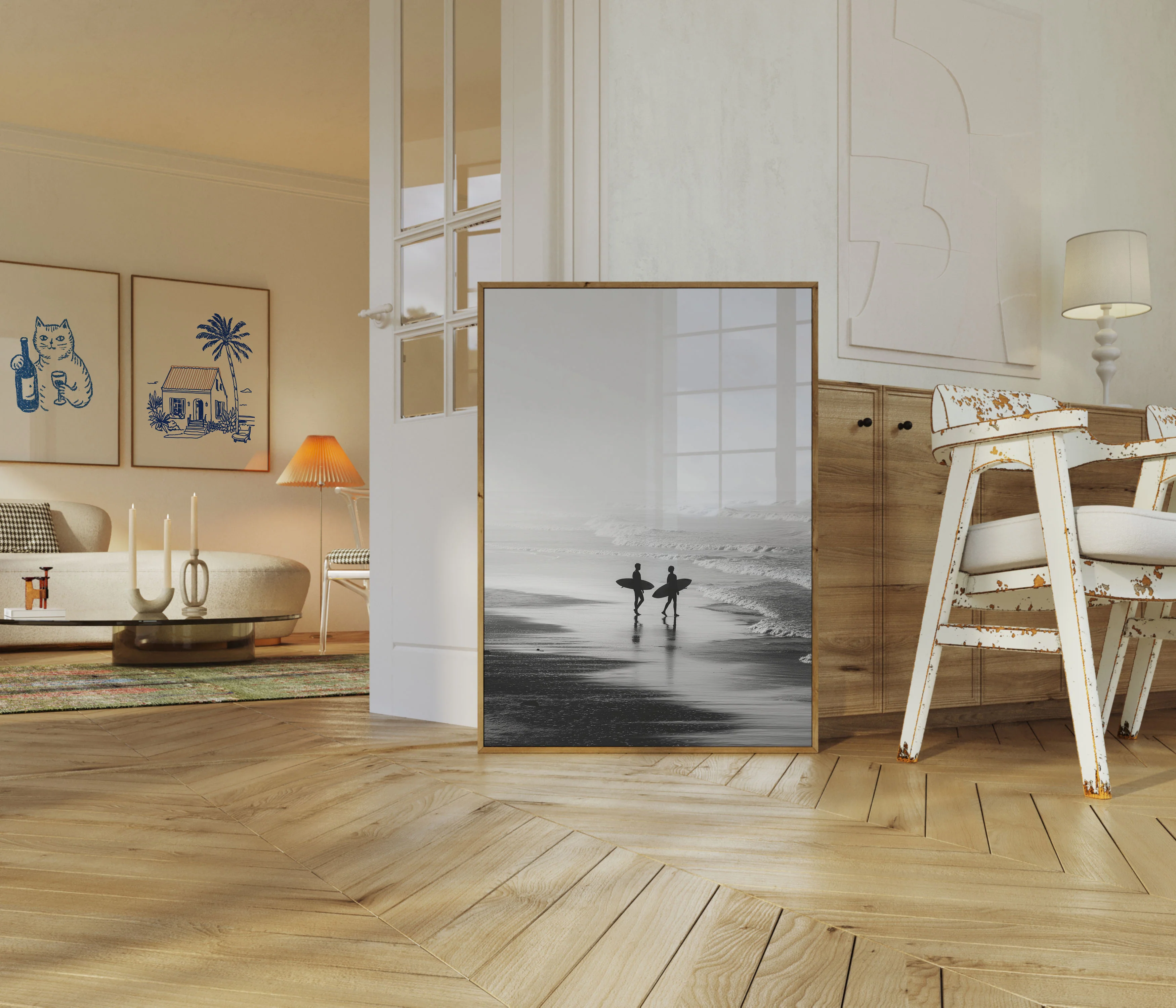 Surfers Walking Into Ocean Poster - Image 5