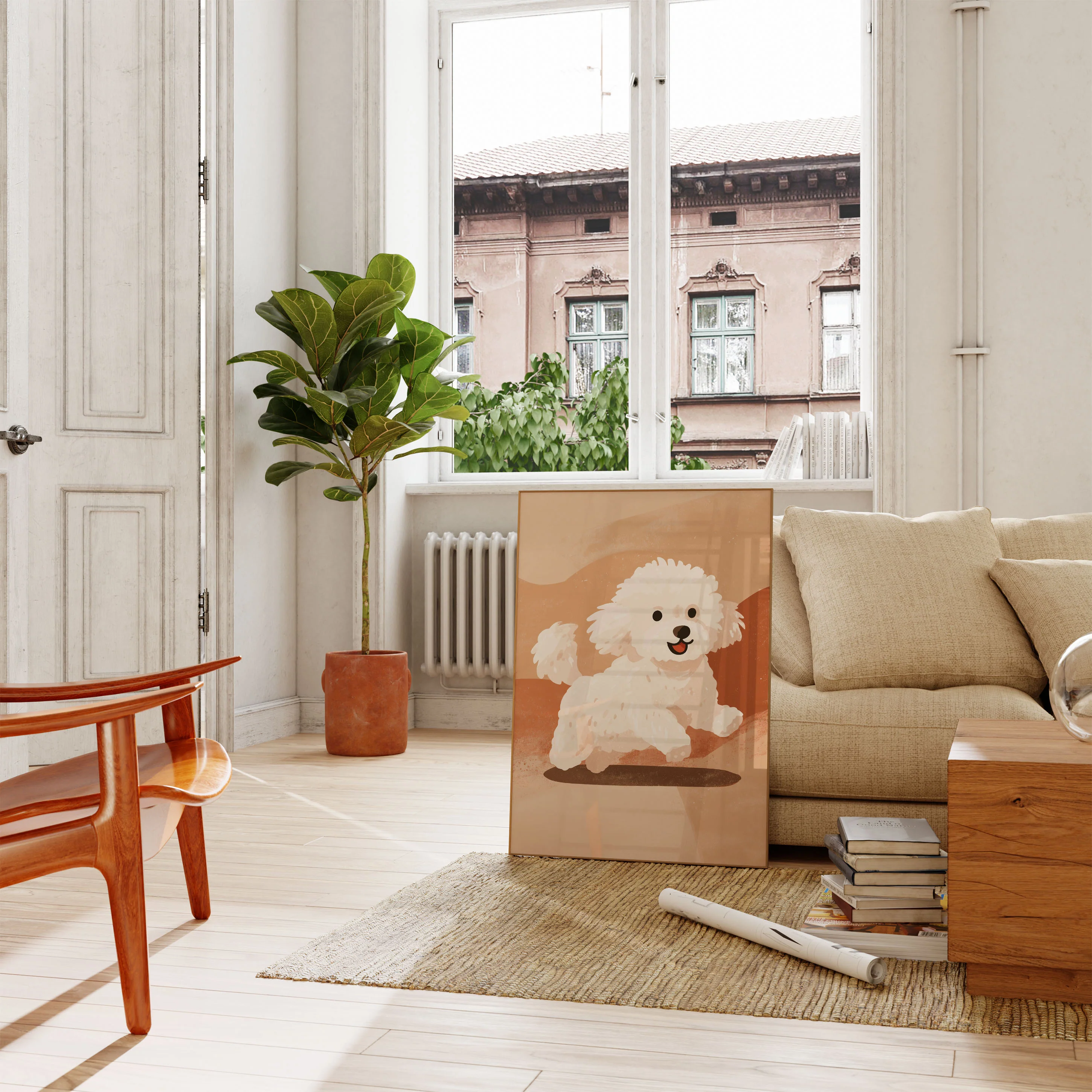 Surfing Bichon Frise Dog Poster - Image 2