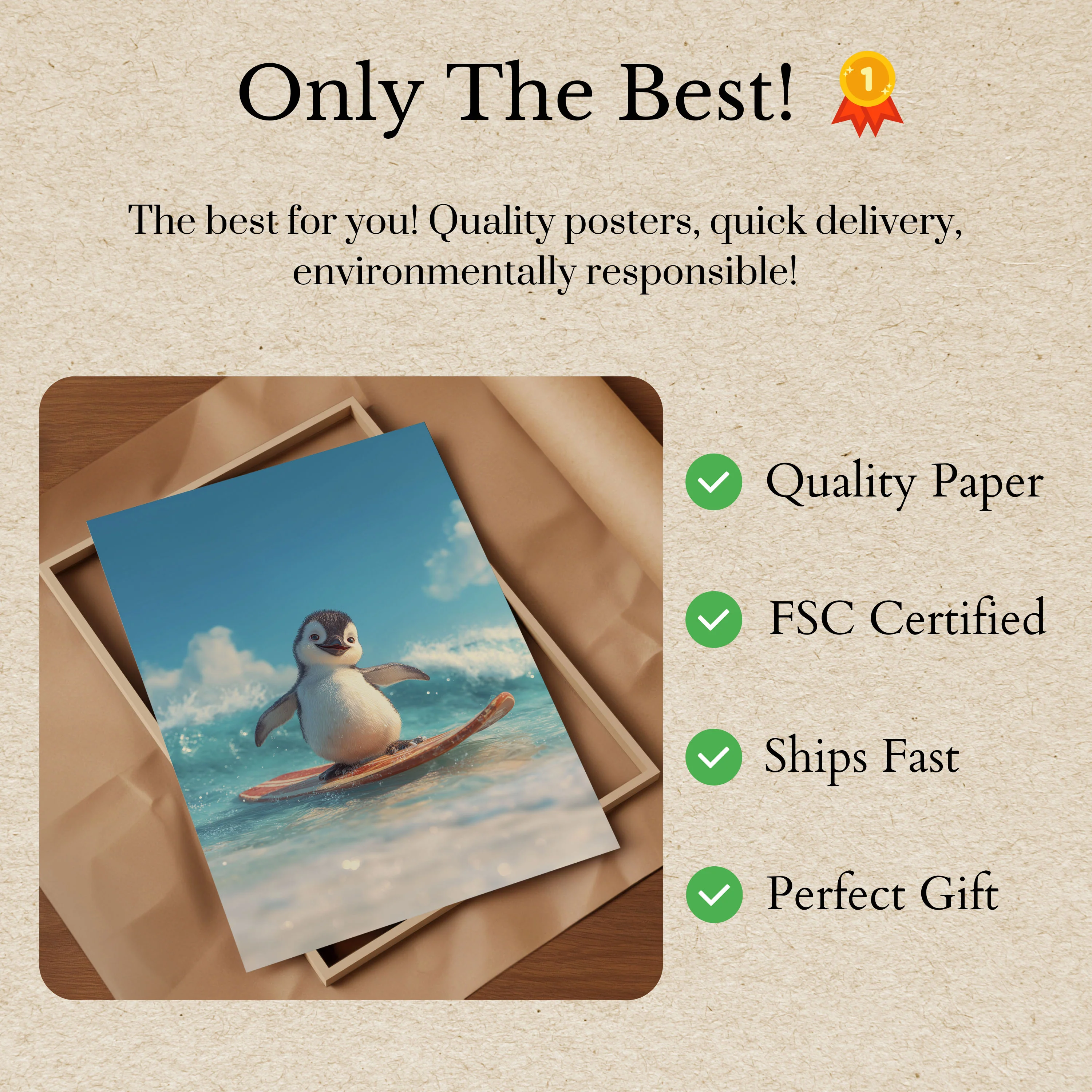 Surfing Penguin Adventure Poster - Image 3