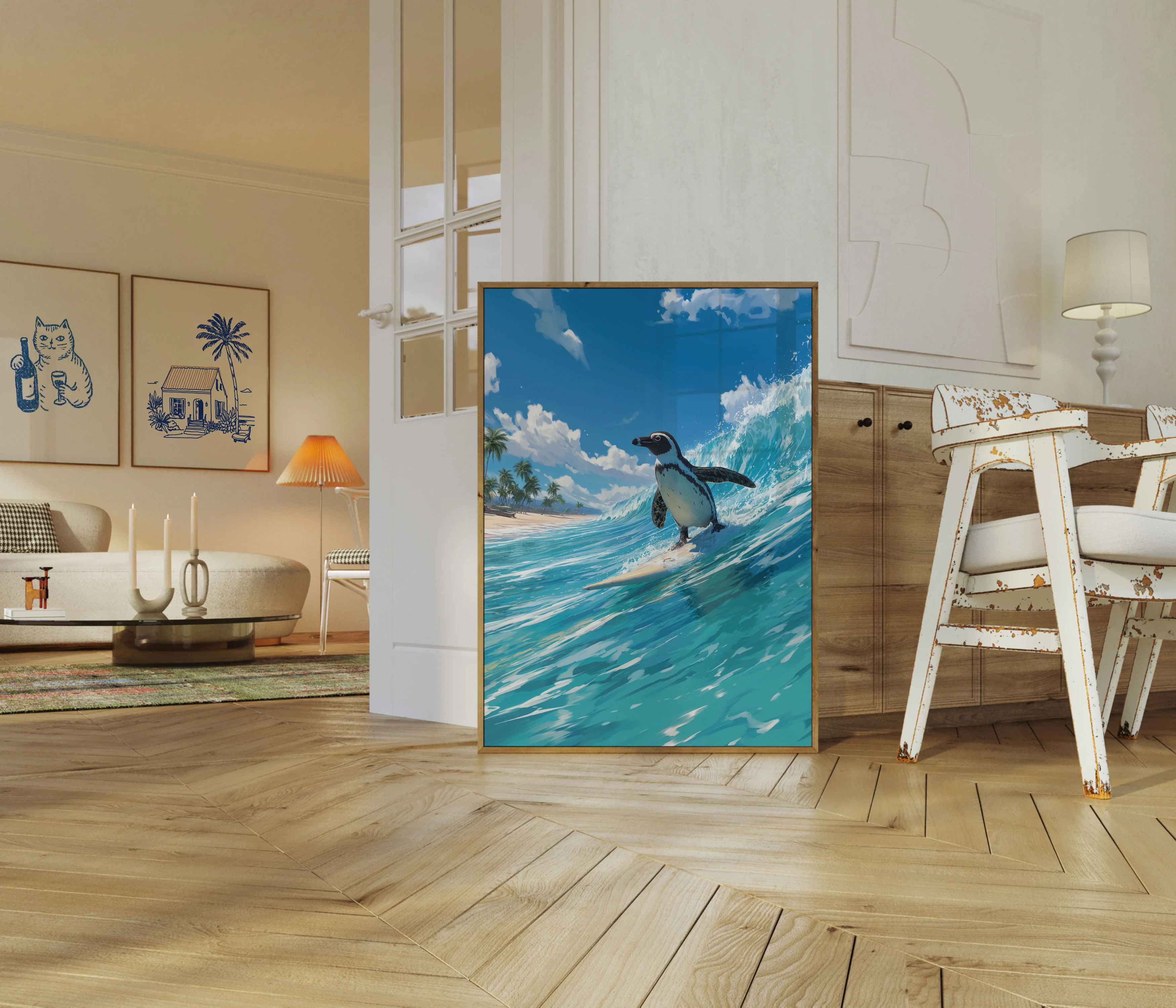 Surfing Penguin Beach Adventure Poster - Image 5
