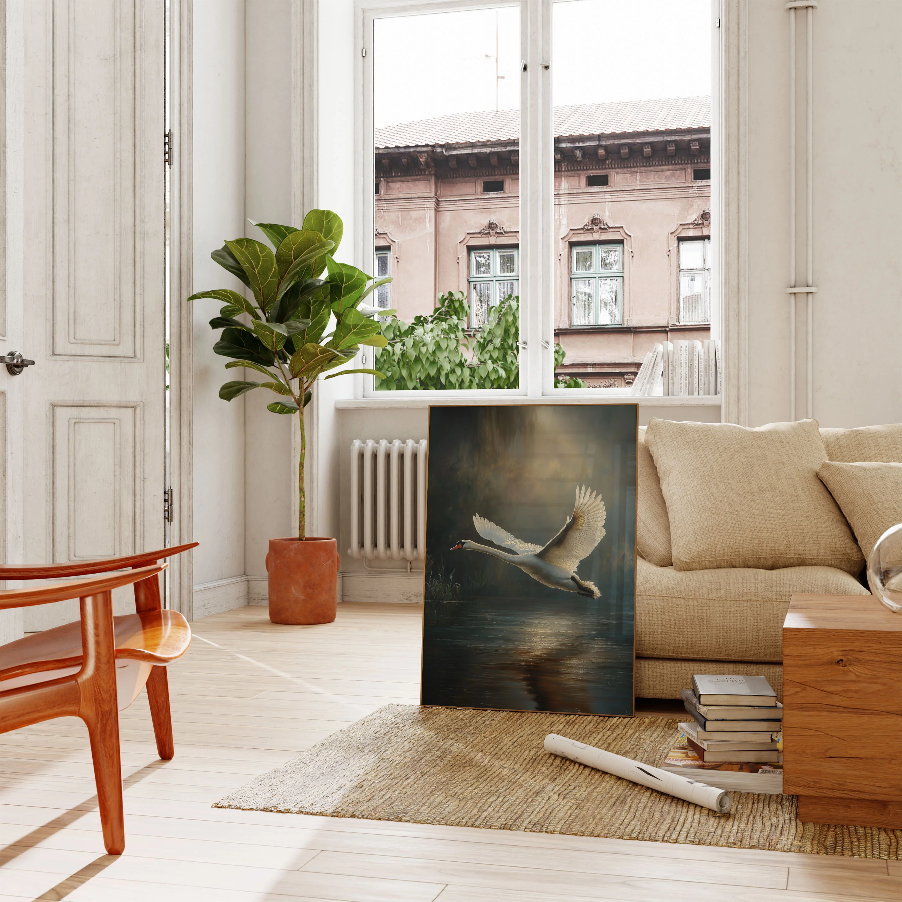 Swan in Flight Poster - Image 2