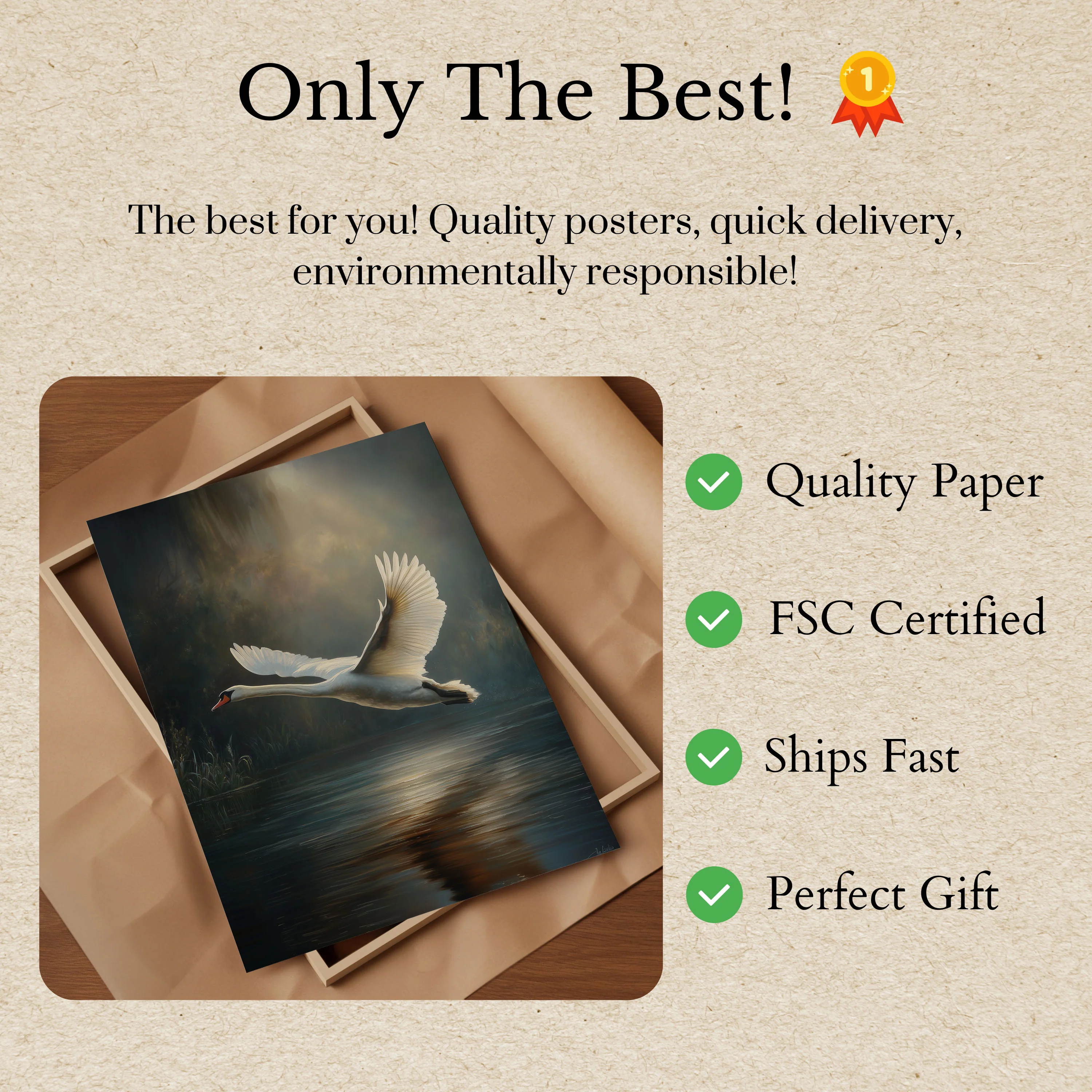 Swan in Flight Poster - Image 3