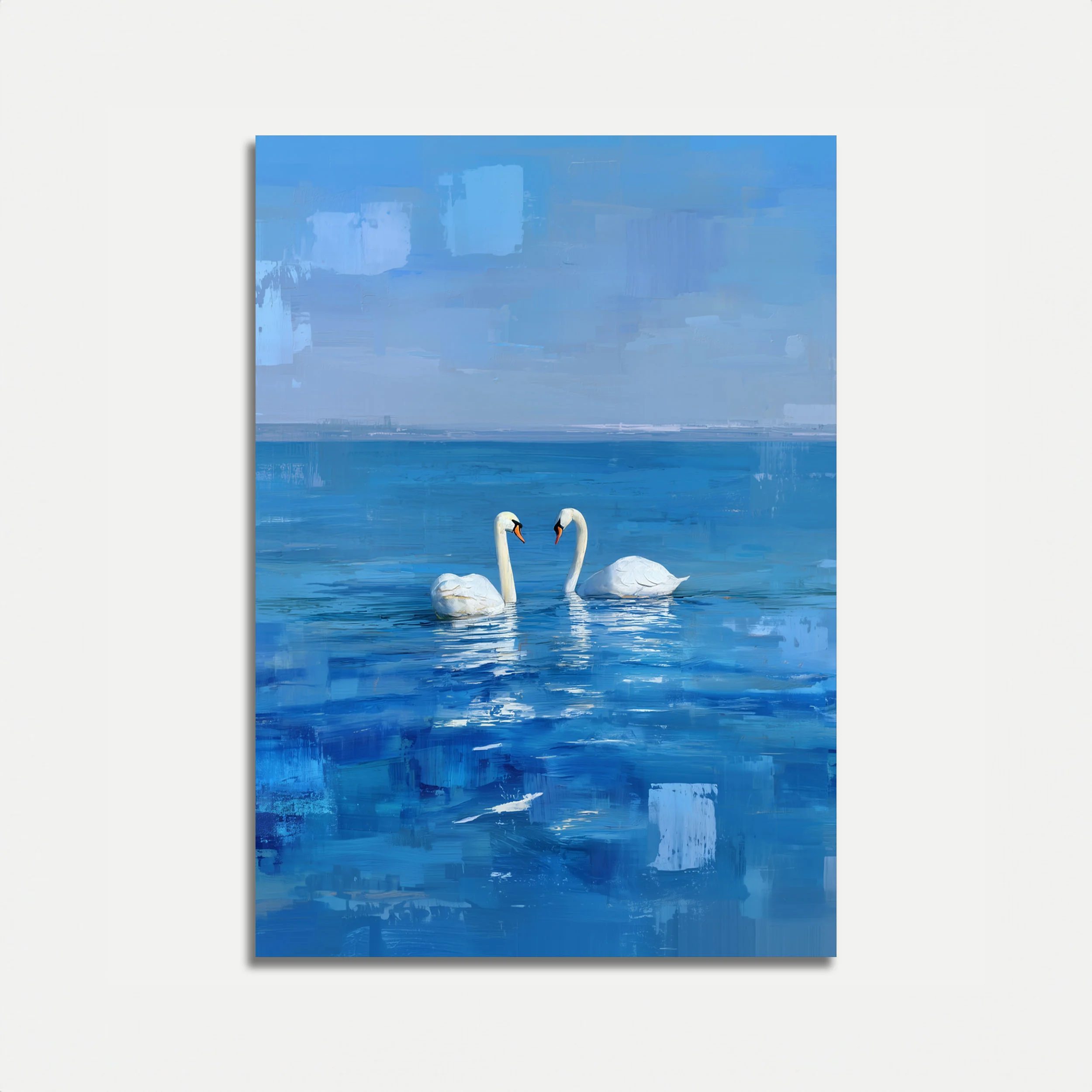 Swans in Blue Harmony Poster