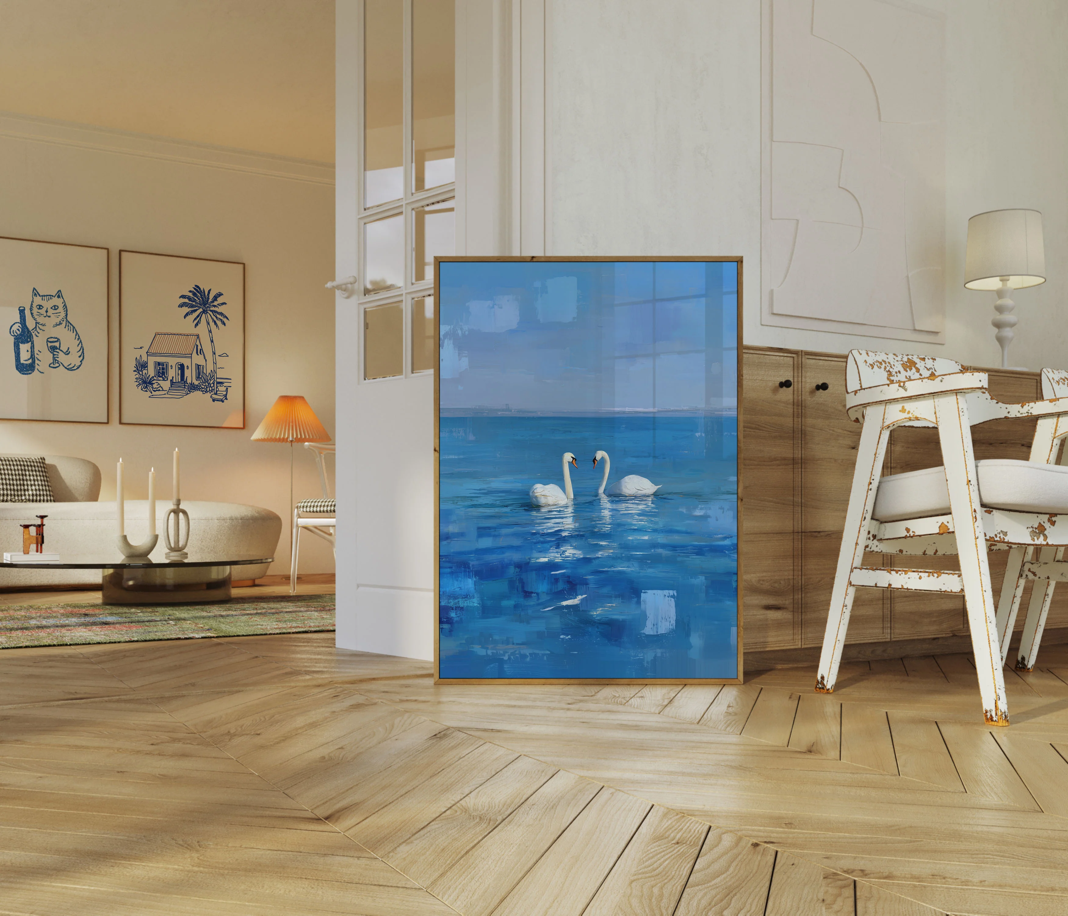 Swans in Blue Harmony Poster - Image 5