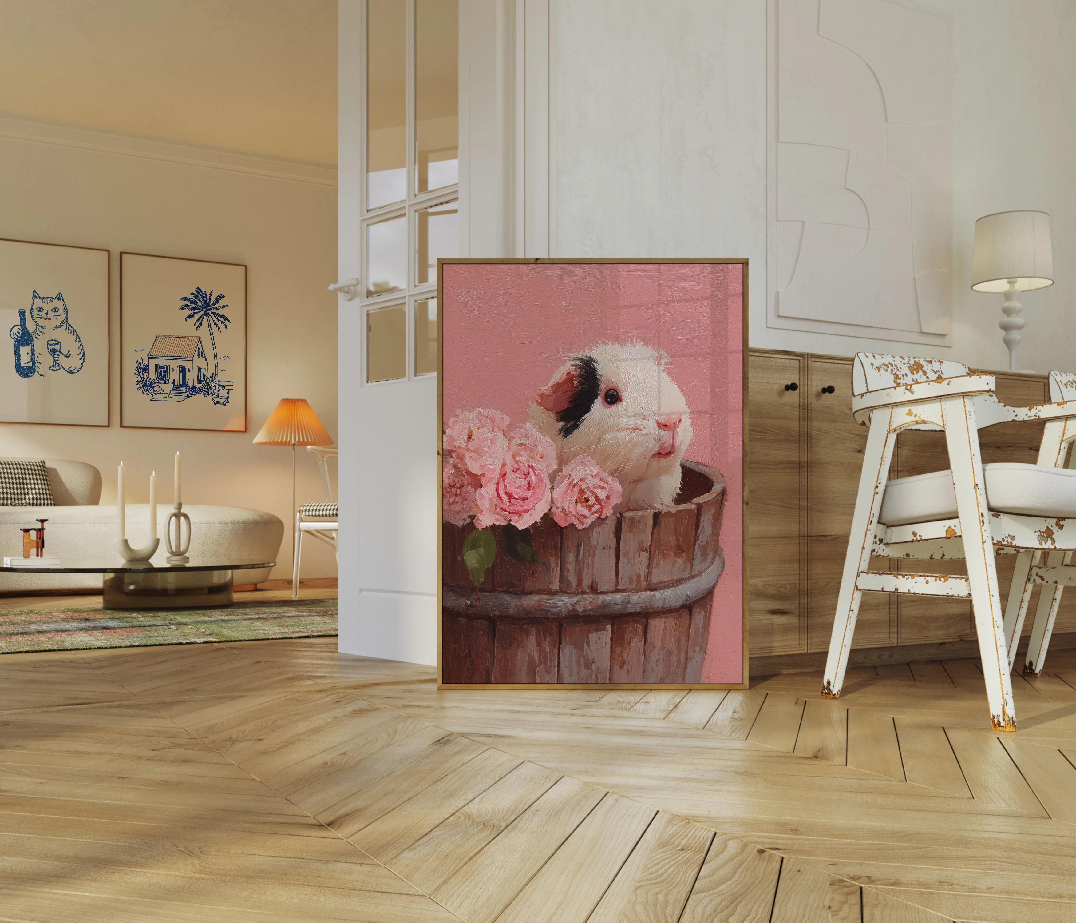 Sweet Guinea Pig Floral Poster - Image 5
