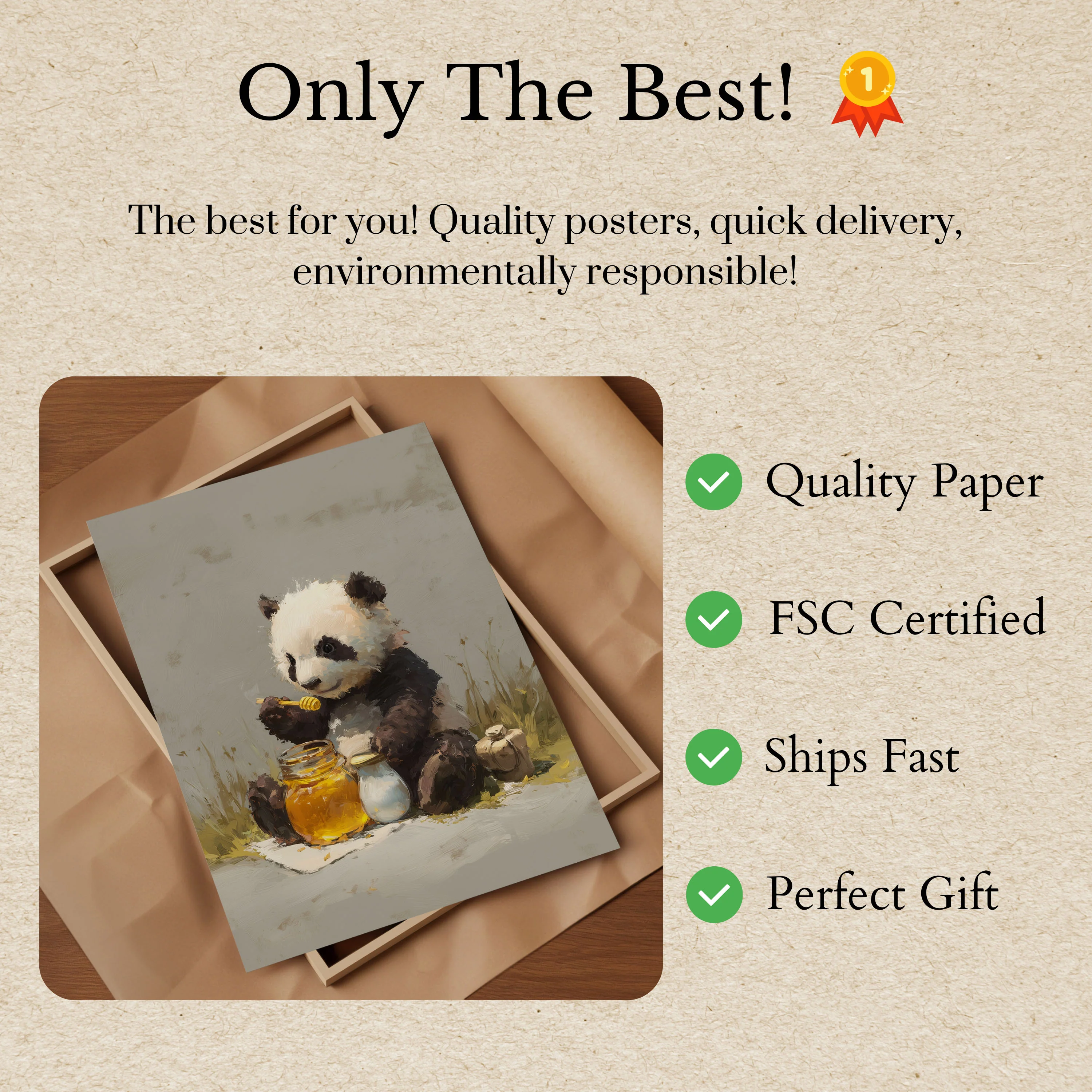 Sweet Honey Panda Art Poster - Image 3