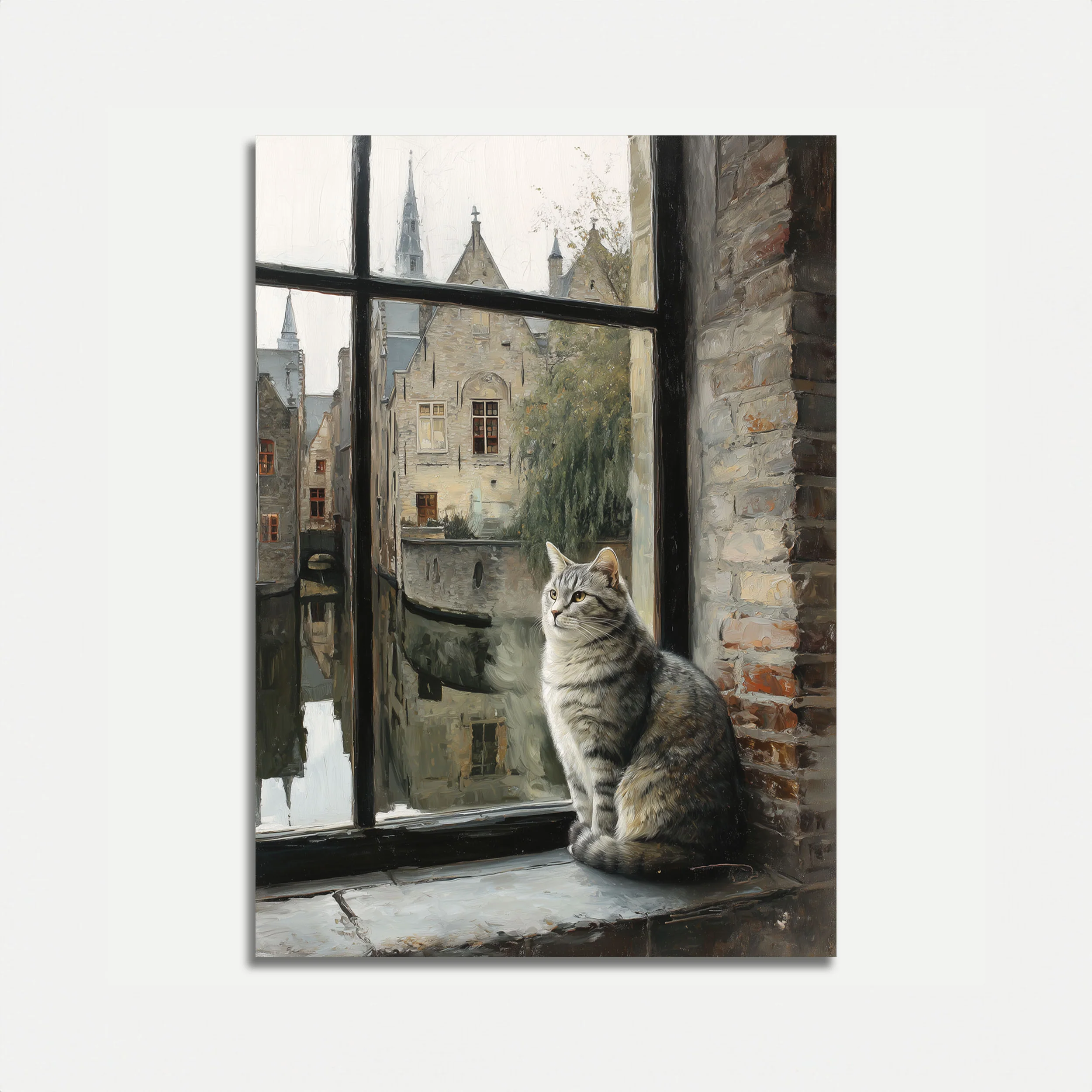 Tabby Cat at Window Poster