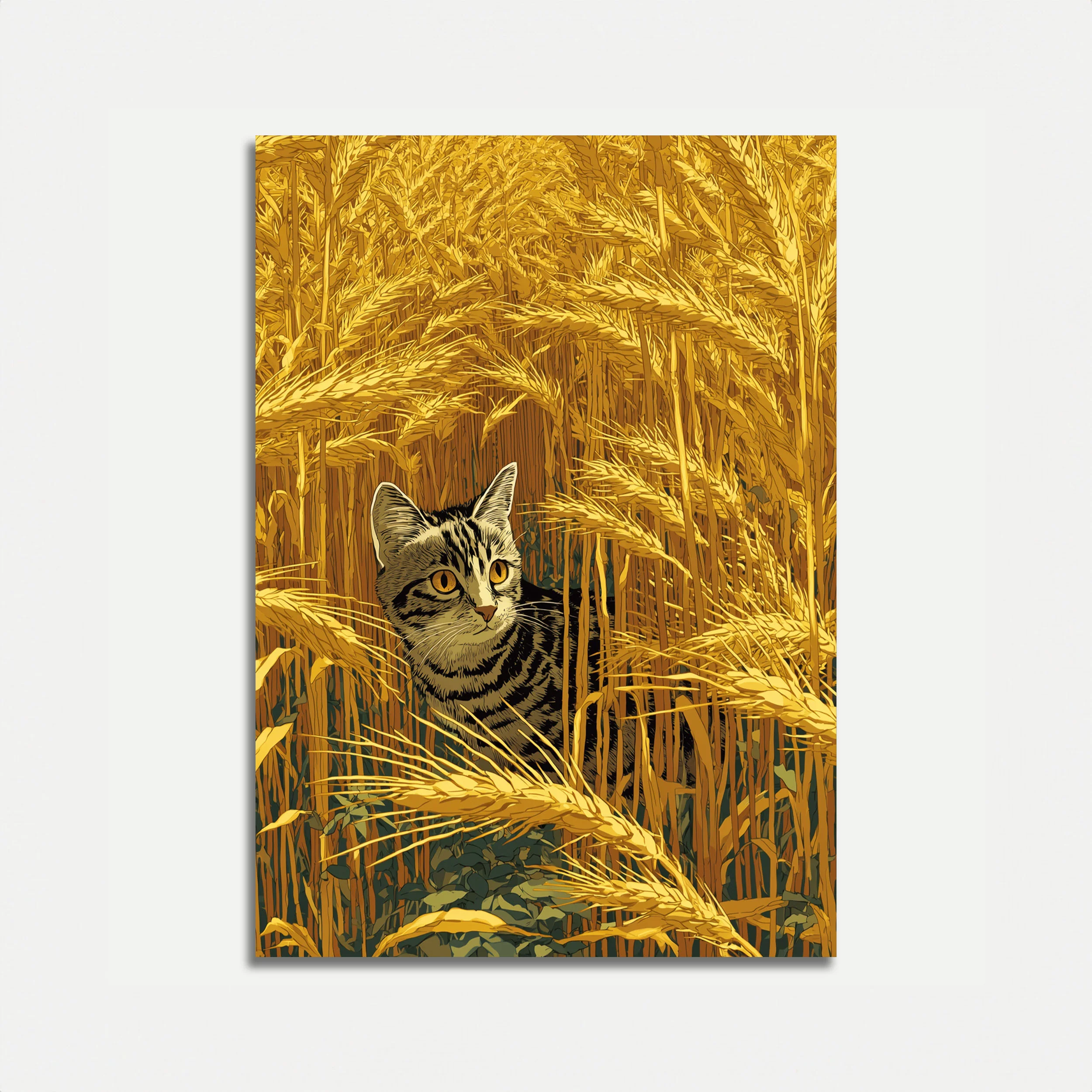 Tabby Cat in Golden Wheat Poster