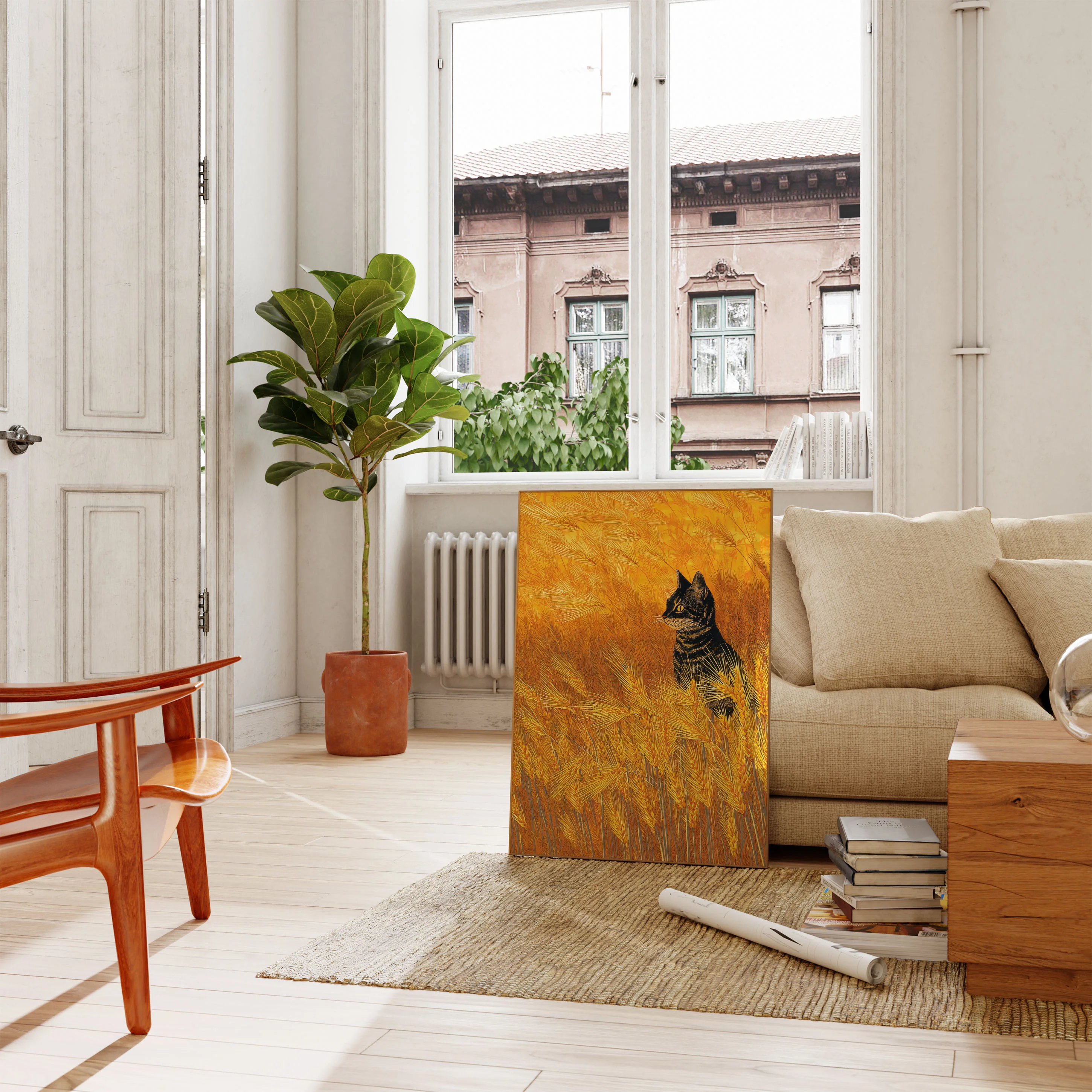 Tabby Cat in Golden Wheat Poster - Image 2