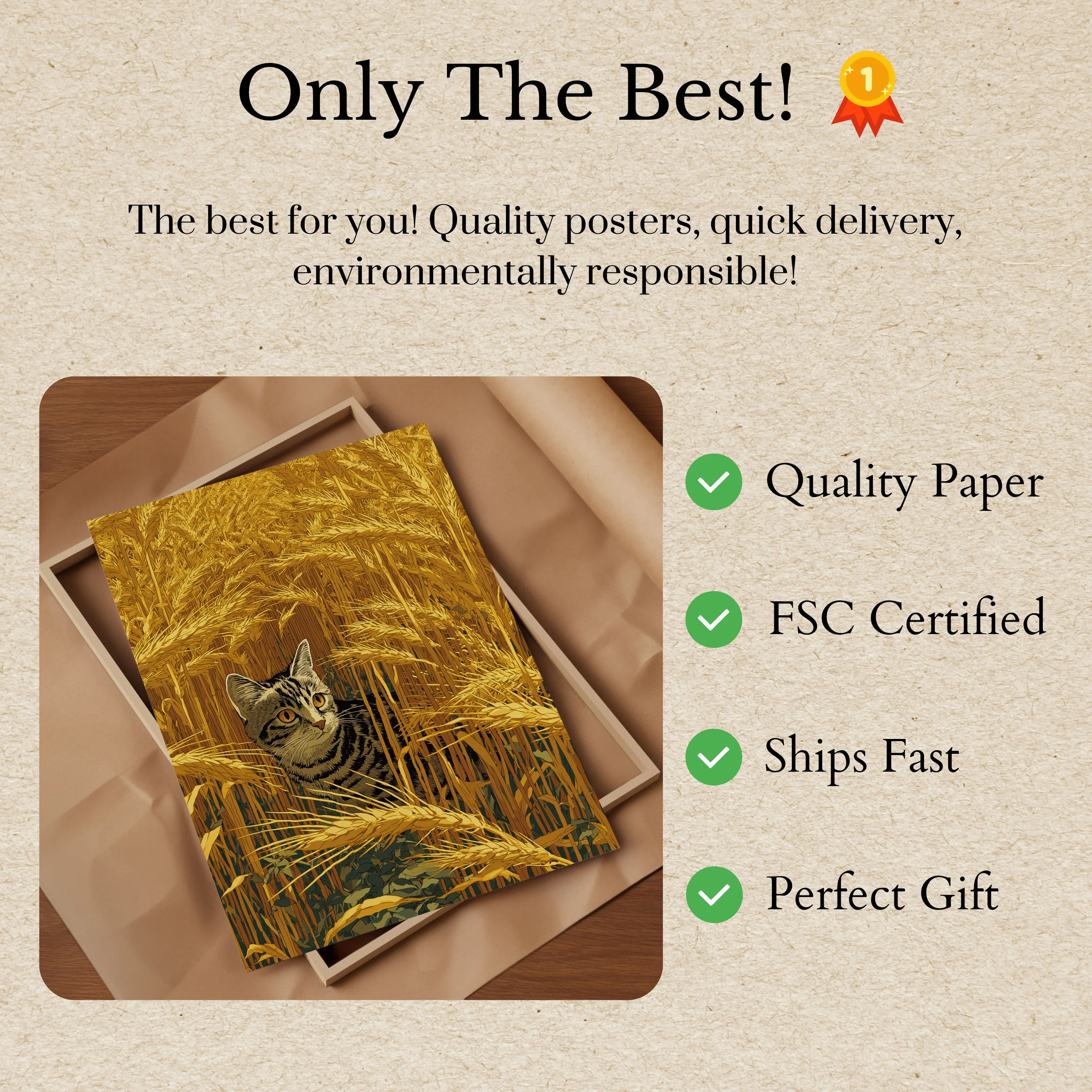 Tabby Cat in Golden Wheat Poster - Image 3